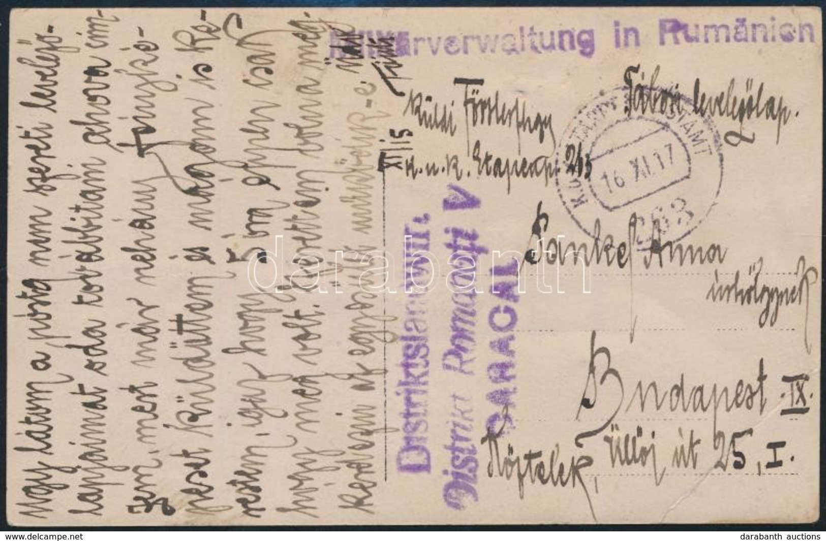 1917 Tábori Posta Képeslap / Field Postcard 'Militärverwaltung In Rumänien' + 'EP 263' - Autres & Non Classés