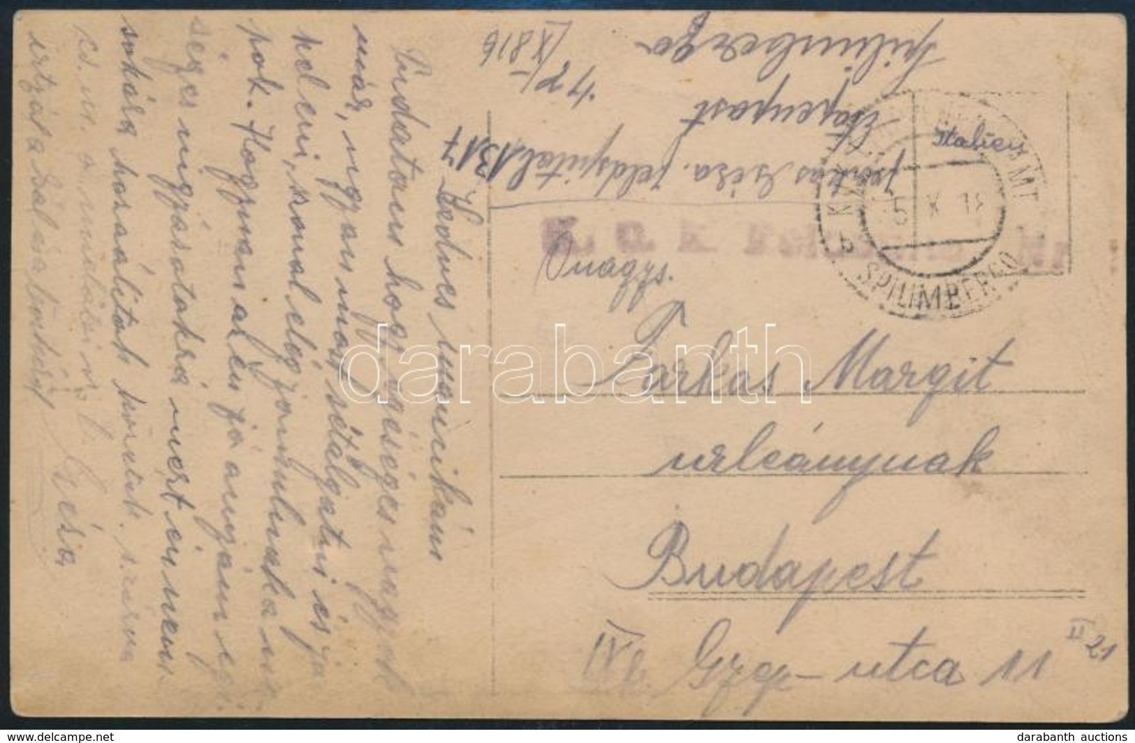 1918 Tábori Posta Képeslap / Field Postcard 'EP SPILIMBERGO B' - Autres & Non Classés