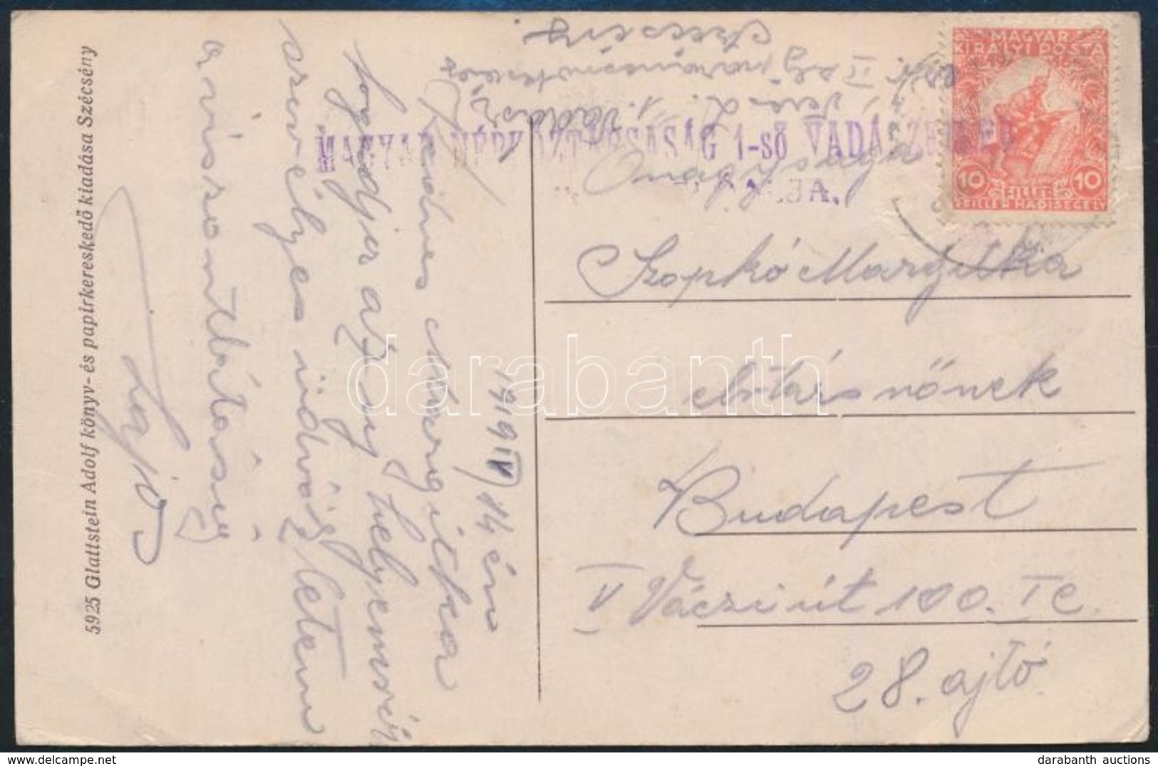 1919 Szécsény Tábori Posta Képeslap / Field Postcard 'MAGYAR NÉPKÖZTÁRSASÁG 1-SŐ VADÁSZEZRED II. ZÁSZLÓALJA' - Autres & Non Classés