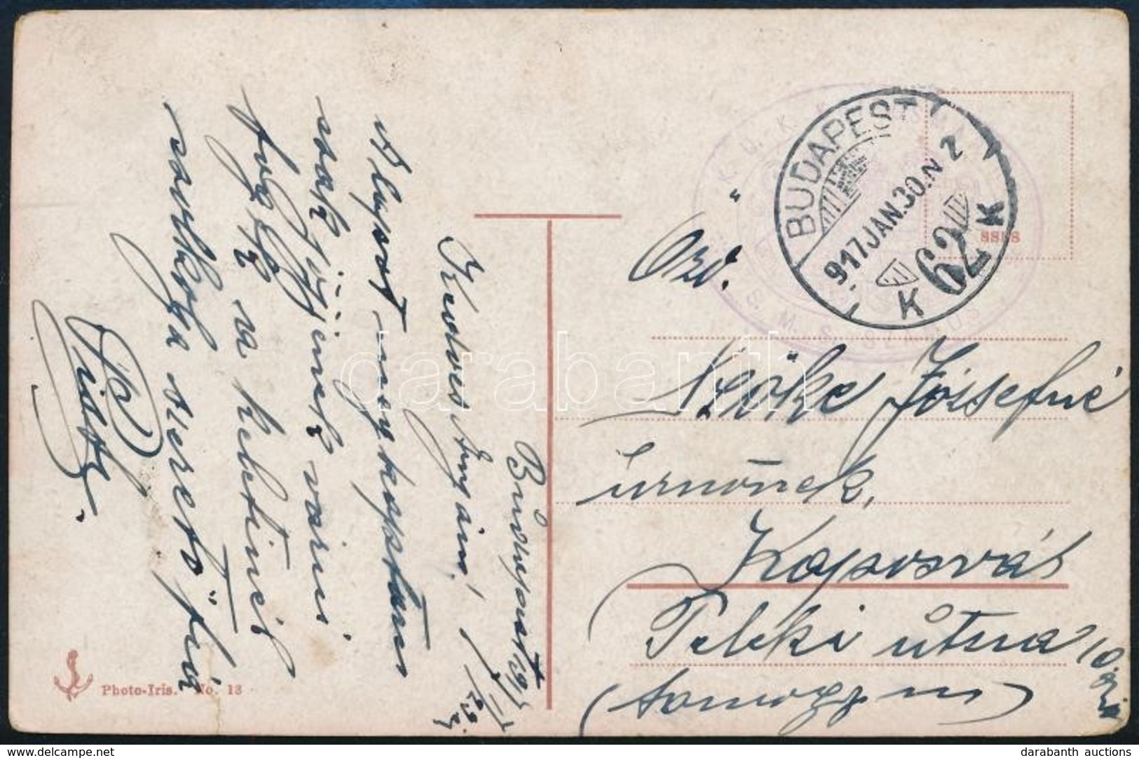 1917 Tábori Posta Képeslap A Dunai Flottilla Monitorjáról / Field Postcard 'S.M.S. SZAMOS' - Otros & Sin Clasificación