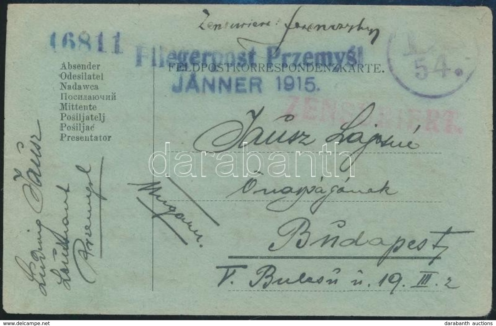 1915 Tábori Levelezőlap / Field Postcard 'Fliegerpost Przemysl JÄNNER 1915' - Autres & Non Classés