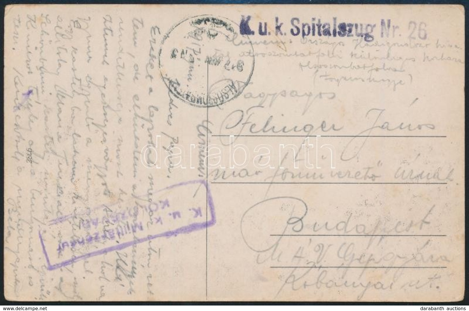 1917 Tábori Posta Képeslap / Field Postcard 'K.u.k. Spitalszug Nr.26.' - Autres & Non Classés