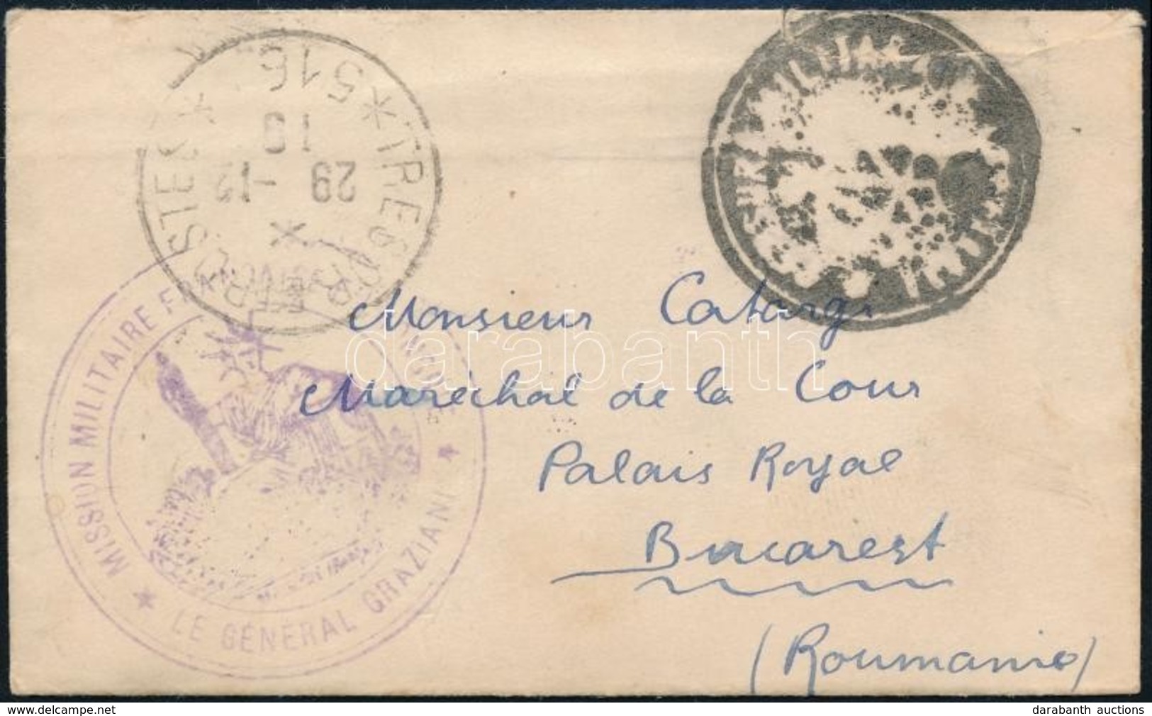 1919 Levél Budapestről Bukarestbe Francia Tábori Postával, Román Katonai Cenzúra Bélyegzéssel / Cover From Budapest To B - Autres & Non Classés