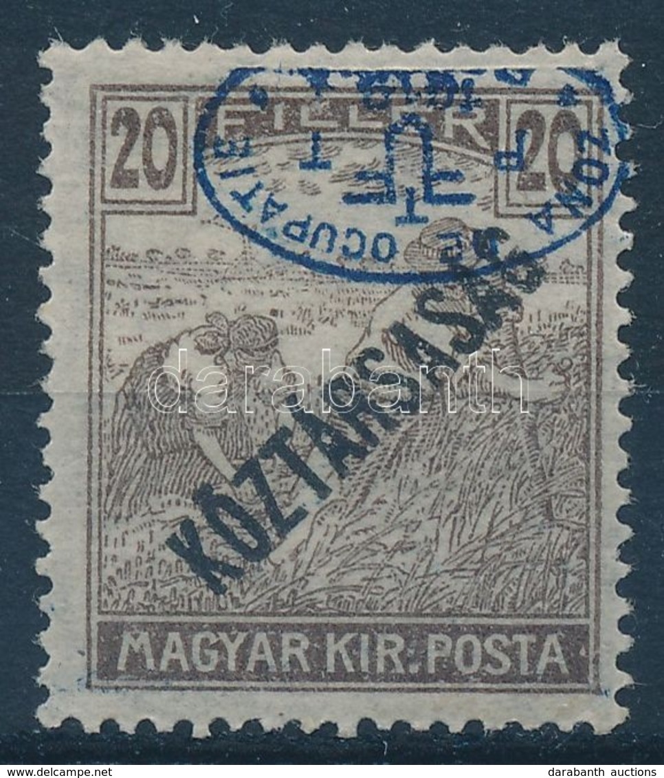 * Debrecen I. 1919 Arató/Köztársaság 20f Fordított Felülnyomással (**30.000) / Mi 49 With Inverted Overprint. Signed: Bo - Otros & Sin Clasificación