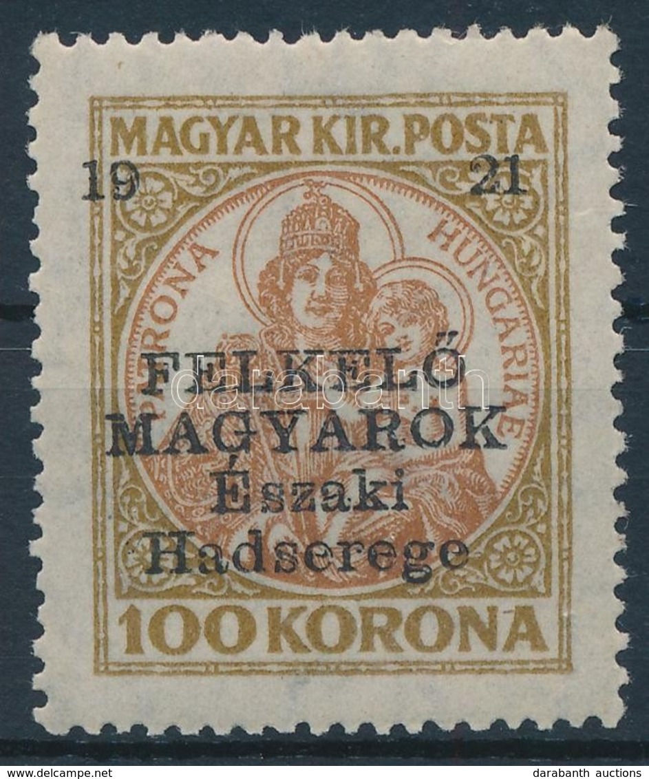 * Nyugat-Magyarország V. 1921 Koronás Madonna 100K, Halvány Falcnyommal (**60.000) / Mi 58 Light Hinge. Signed: Bodor - Autres & Non Classés