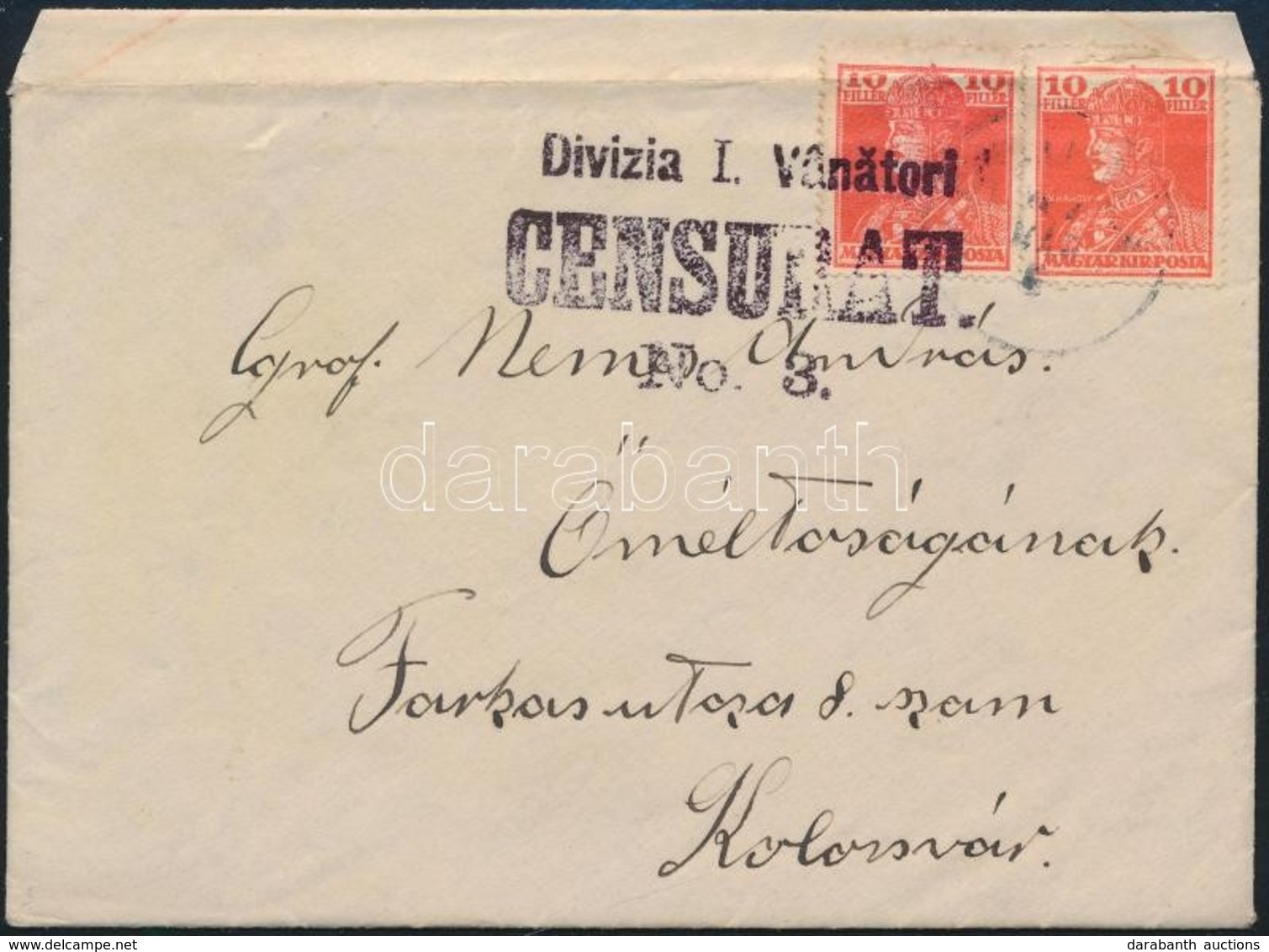 1919 Levél Tartalommal Ritka Katonai Bélyegzéssel / Cover With Content And Rare Military Postmark 'VANATORI I. DIVIZIA' - Autres & Non Classés