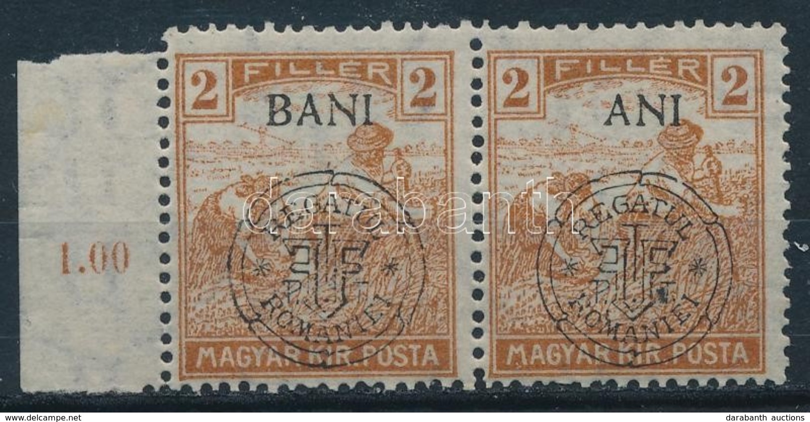 ** 1919 Arató 2f Pr, 'ANI' Tévnyomat / Mi 26 I. Pair With Plate Variety. Signed: Bodor - Autres & Non Classés