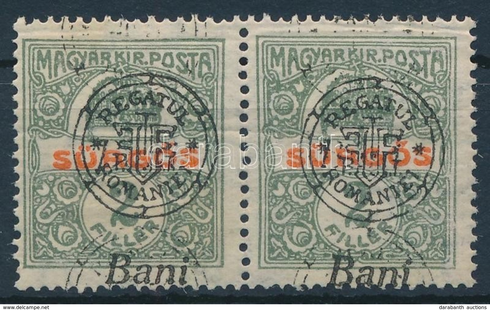 ** 1919 Sürgős Pár Dupla Felülnyomással / Mi 20 II Pair With Double Overprint. Signed: Bodor (gumihiba / Gum Disturbance - Sonstige & Ohne Zuordnung