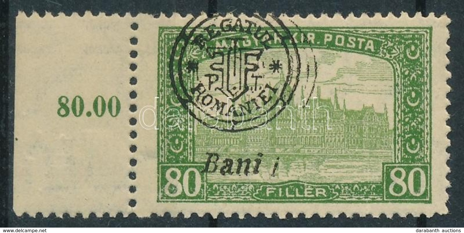 ** 1919 Parlament 80f Dupla Felülnyomással / Mi 39 II. With Double Overprint. Signed: Bodor - Other & Unclassified