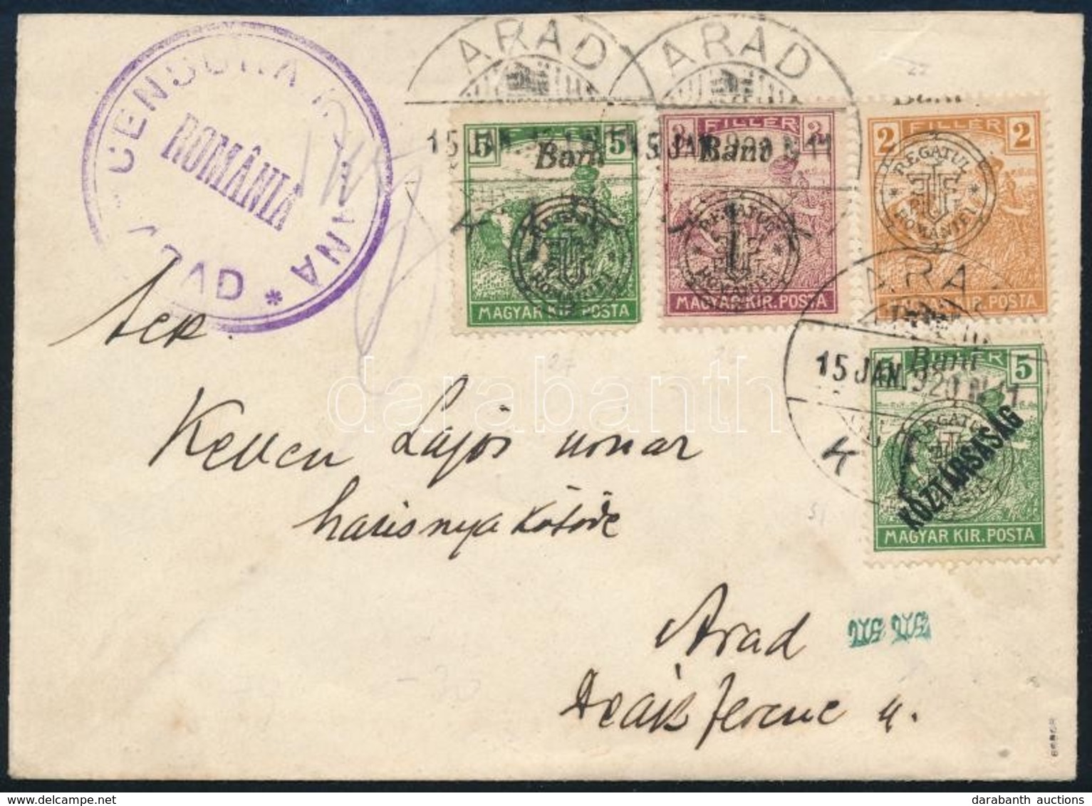 1920 Arad Helyi Levél 4 Nagyváradi Bélyeggel / Local Cover. Signed: Bodor - Other & Unclassified