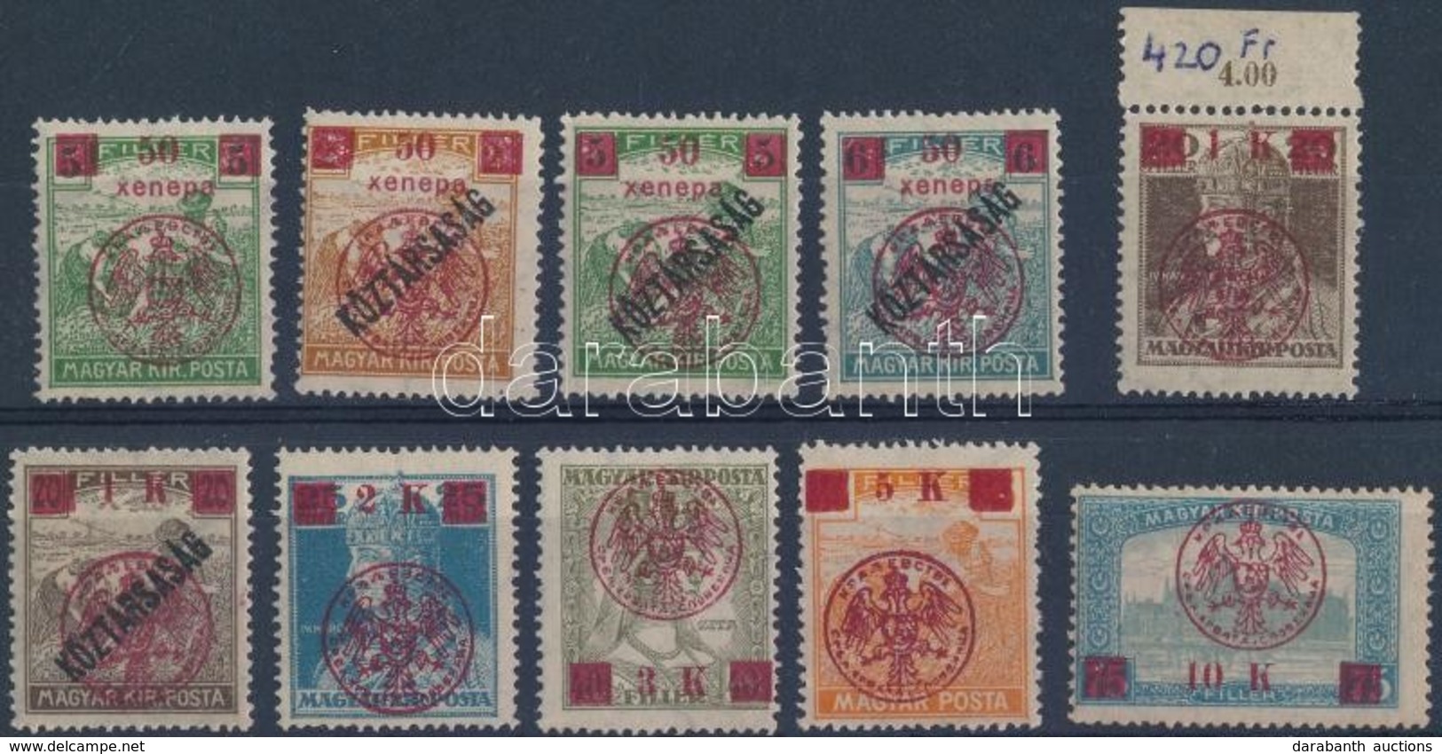 ** 1919 10 értékes Sor, Magánkiadás / Private Issue, 10 Pieces - Sonstige & Ohne Zuordnung