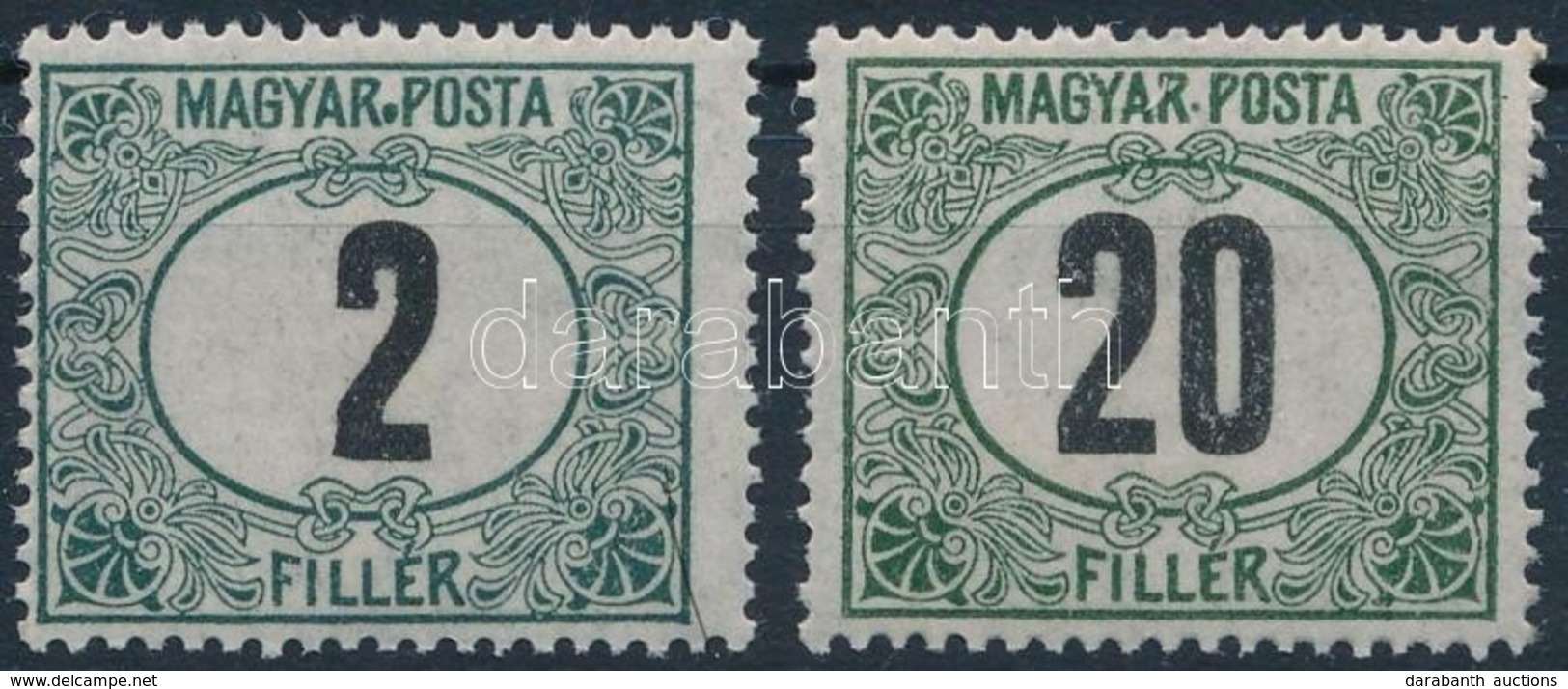 ** 1920 Magyar Posta Portó 2f és 20f, Pont A MAGYAR Után. / Postage Due Mi 52, 55, Dot Between 'R' And 'P' - Otros & Sin Clasificación