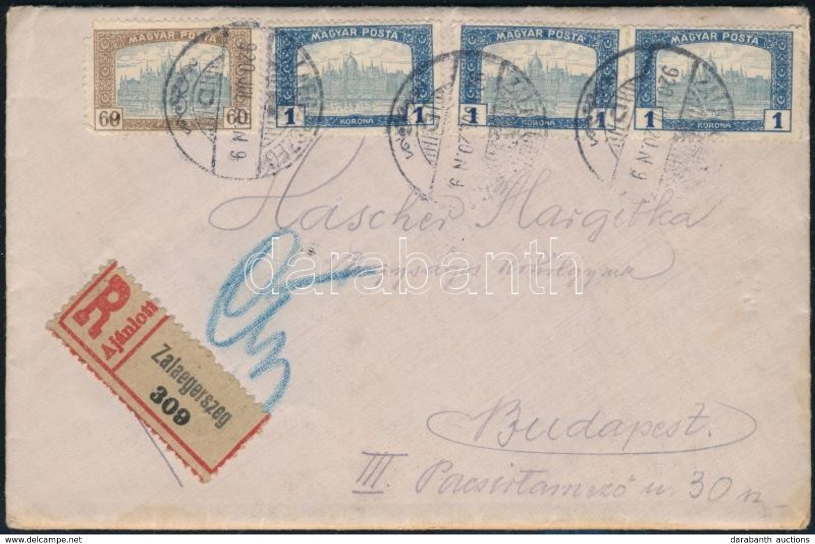 1920 Cenzúrás Ajánlott Levél érdekes Tartalommal A Zalaegerszegi Internáló Táborból / Censored Registered Cover From Zal - Autres & Non Classés