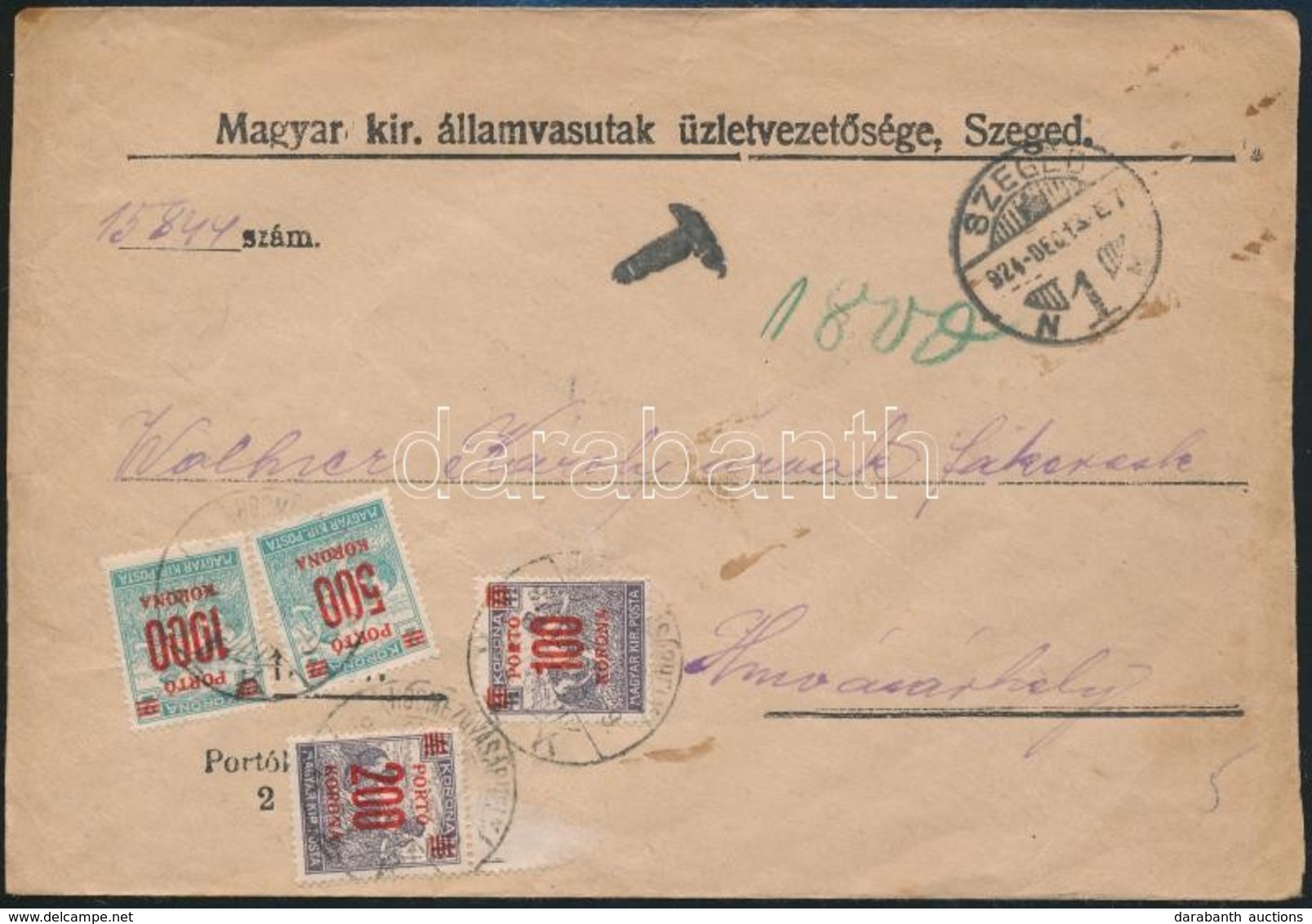 1924 Levél Dekoratív 4 Színű Portózással / Cover With Postage Due 'SZEGED' - Hódmezővásárhely - Autres & Non Classés