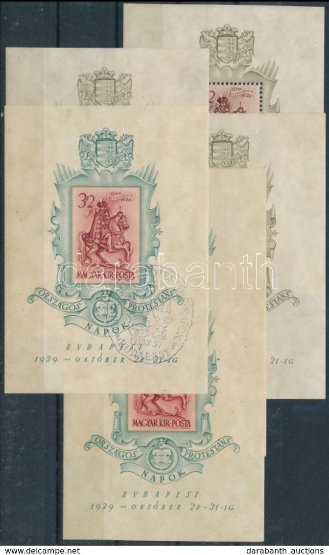 ** O 1939 3 Db Bethlen Blokkpár, Egy Pecsételt 2 Postatiszta (30.000) / 3 X Mi 5-6 Block Pair - Autres & Non Classés