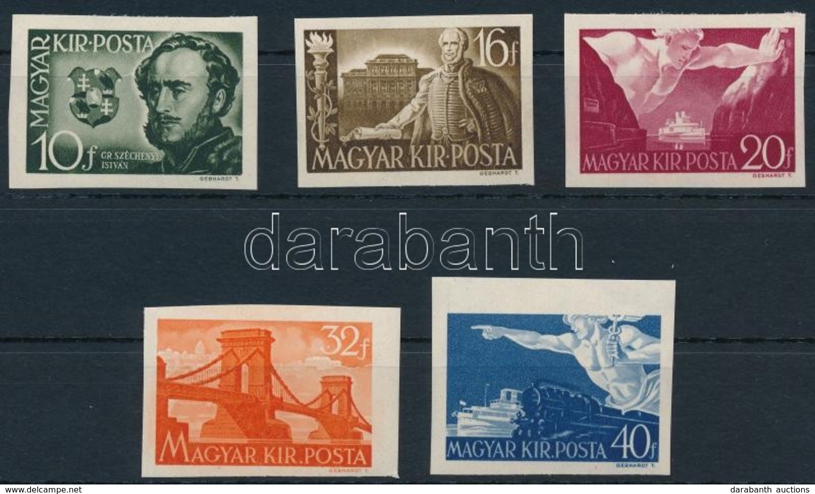 ** 1941 Gróf Széchenyi István Vágott Sor (60.000) / Mi 660-664 Imperforate Set - Sonstige & Ohne Zuordnung