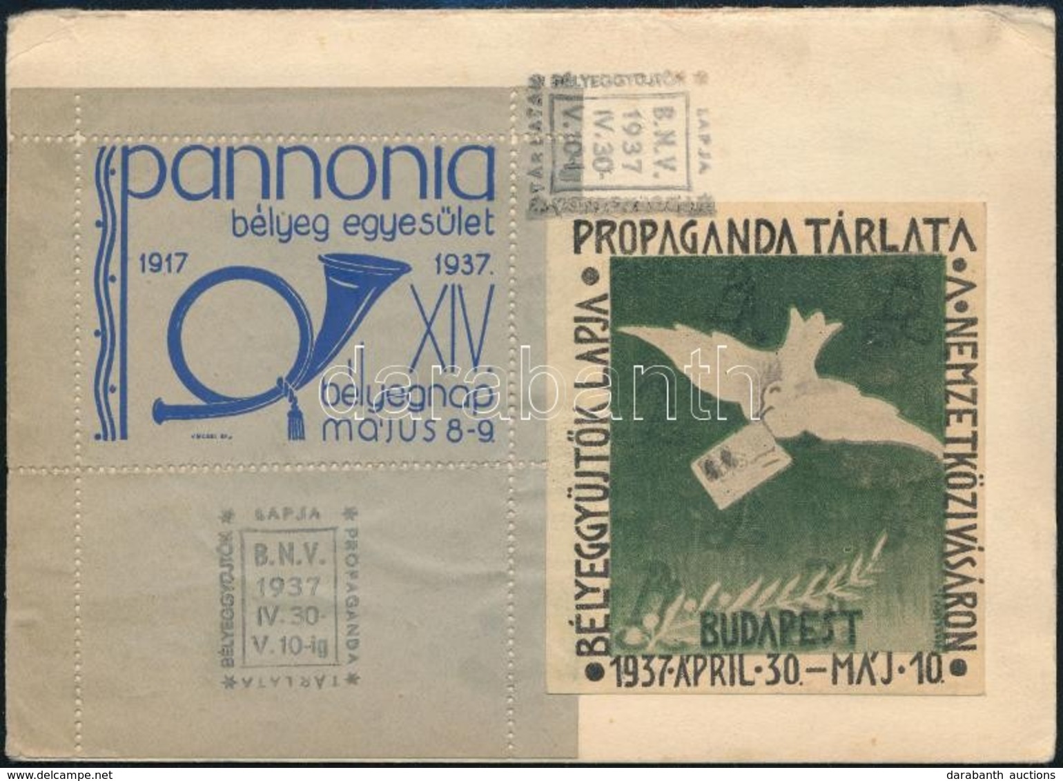 1937/2cb + 3b Emlékív és Vásár Sor A Bélyeggyűjtők Lapja Alkalmi Levelezőlapján / Souvenir Sheets And Mi 543-548 On Post - Sonstige & Ohne Zuordnung