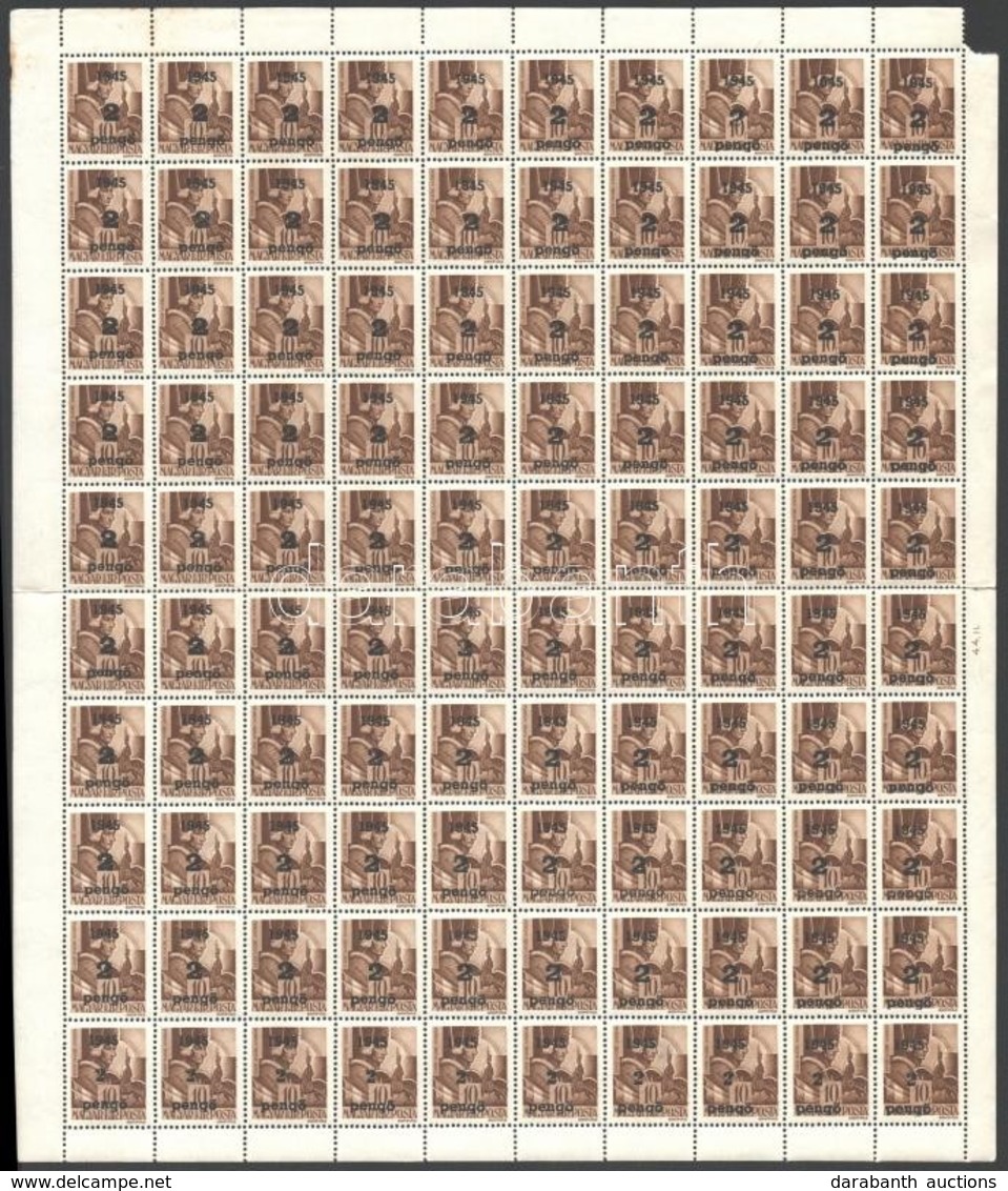 ** Nagyvárad I. 1945 2P/10f Hajtott Teljes ív Mindhárom Típussal / Folded Complete Sheet With 3 Different Types. Signed: - Sonstige & Ohne Zuordnung