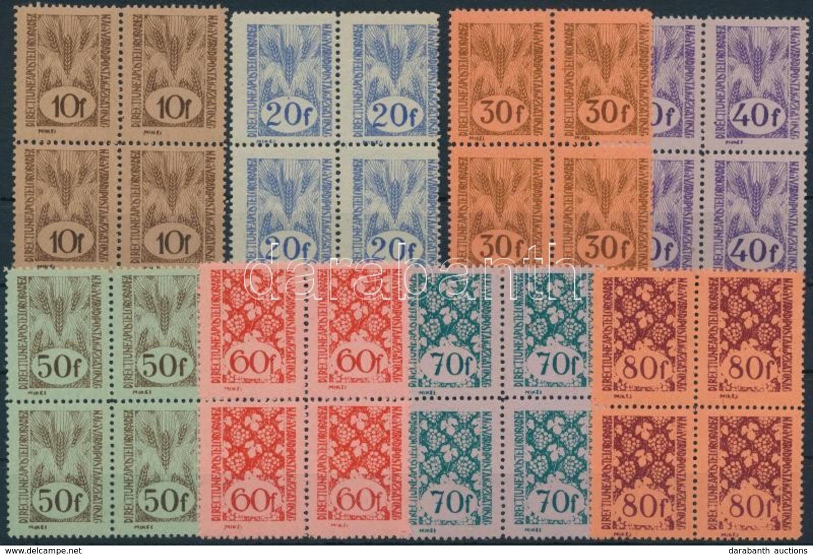 ** * Nagyvárad II. 1945 16 Db Négyestömb / 16 Blocks Of 4. Signed: Bodor - Sonstige & Ohne Zuordnung