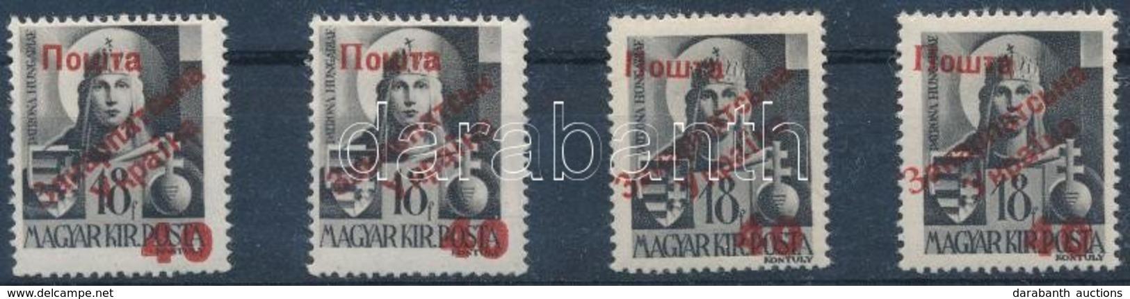 ** Ungvár 1945 Hadvezérek 40/18f 4 Különféle Altípus / 4 Different Types. Signed: Bodor - Autres & Non Classés