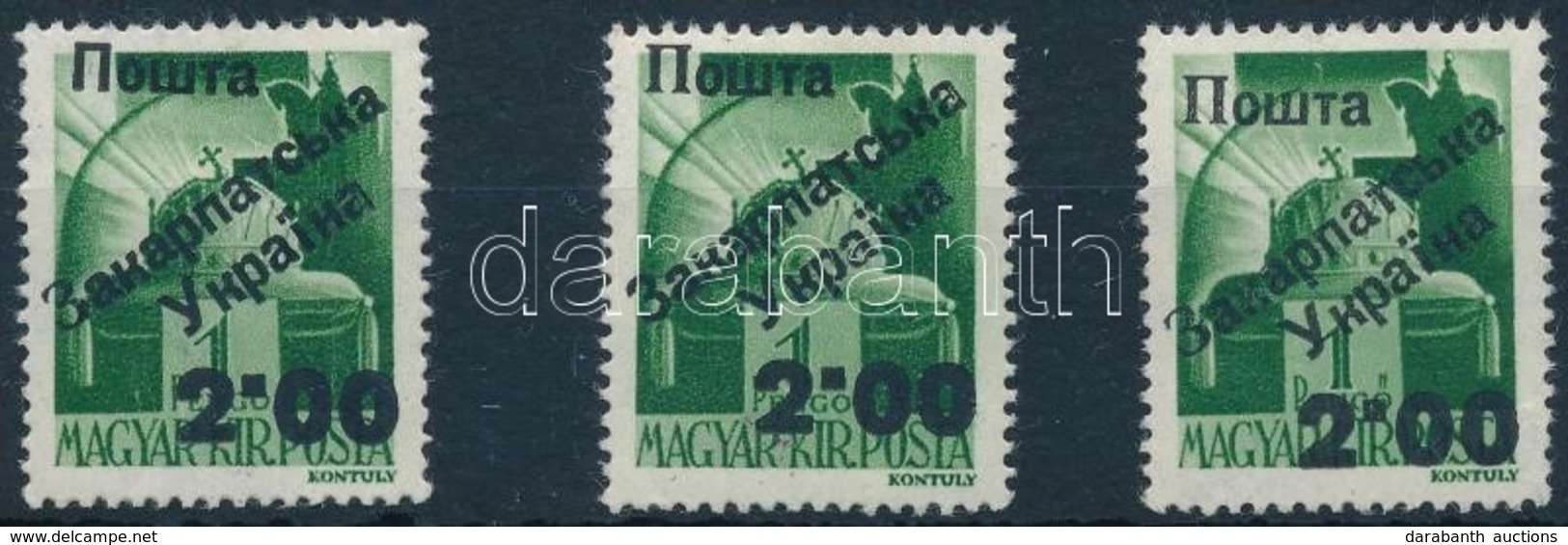 ** Ungvár 1945 Hadvezérek 2.00/1P 3 Különféle Altípus / 3 Different Types. Signed: Bodor - Autres & Non Classés