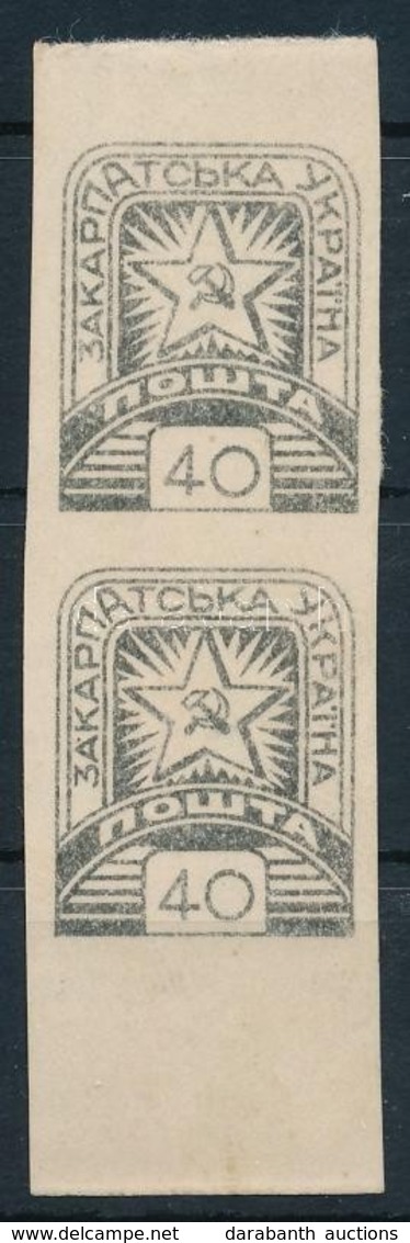 (*) Kárpát Ukrajna 1945 Mi 83 Szürke Próbanyomat Fogazatlan ívszéli Pár Gumi Nélküli Papíron / Proof Imperforate Margin  - Altri & Non Classificati