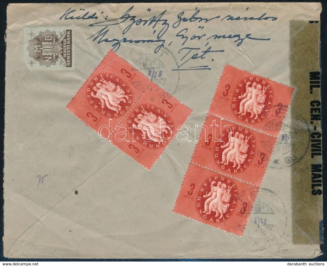 1946 Cenzúrázott Levél 5 X 3000 P Bérmentesítéssel Ausztriába / Registered Cover To Austria - Sonstige & Ohne Zuordnung