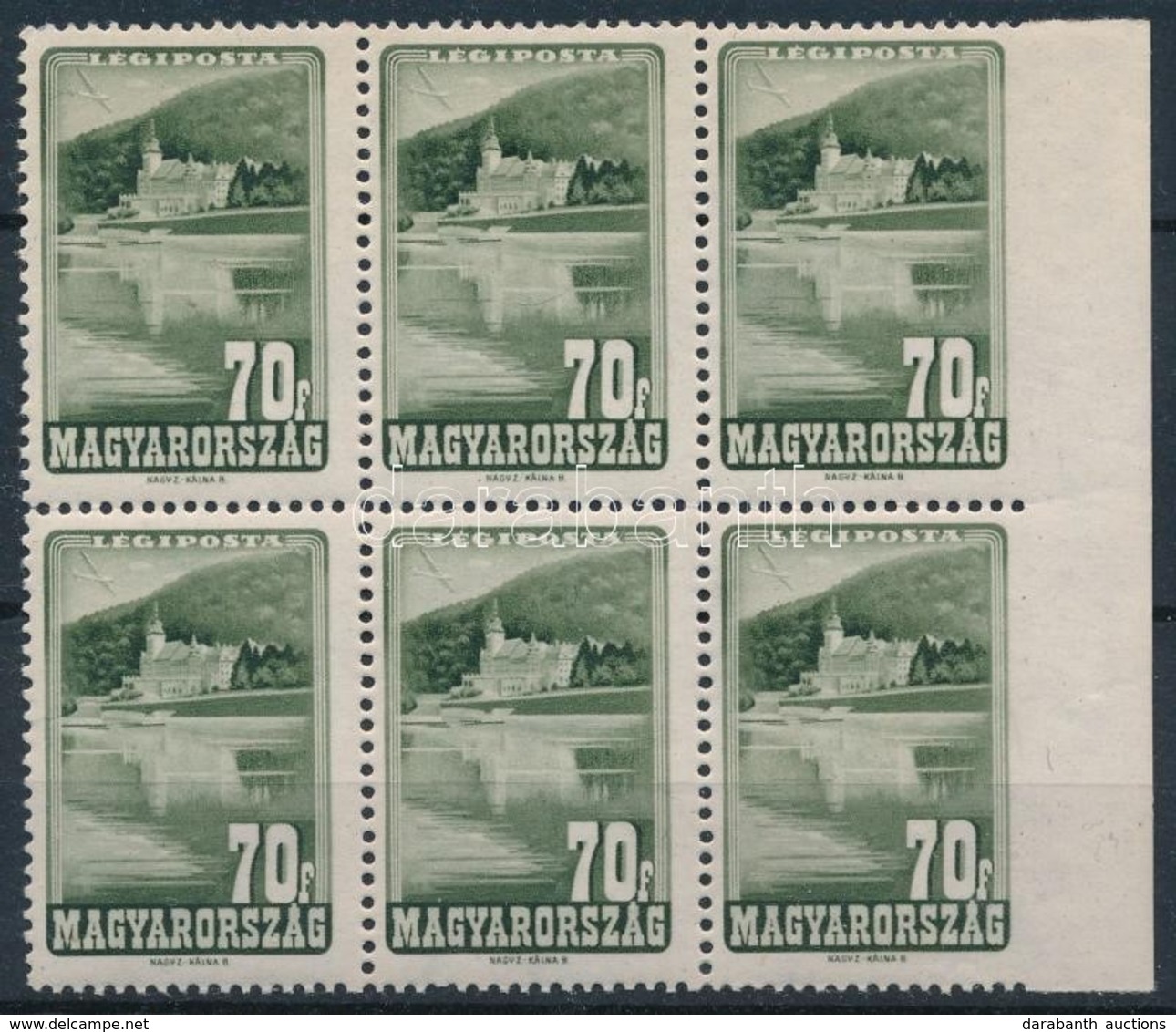 ** 1947 Repülő 70f ívszéli Hatostömb, A Jobb Oldalon Fogazatlan / Mi 966 Margin Block Of 6, Imperforate On The Right Sid - Autres & Non Classés