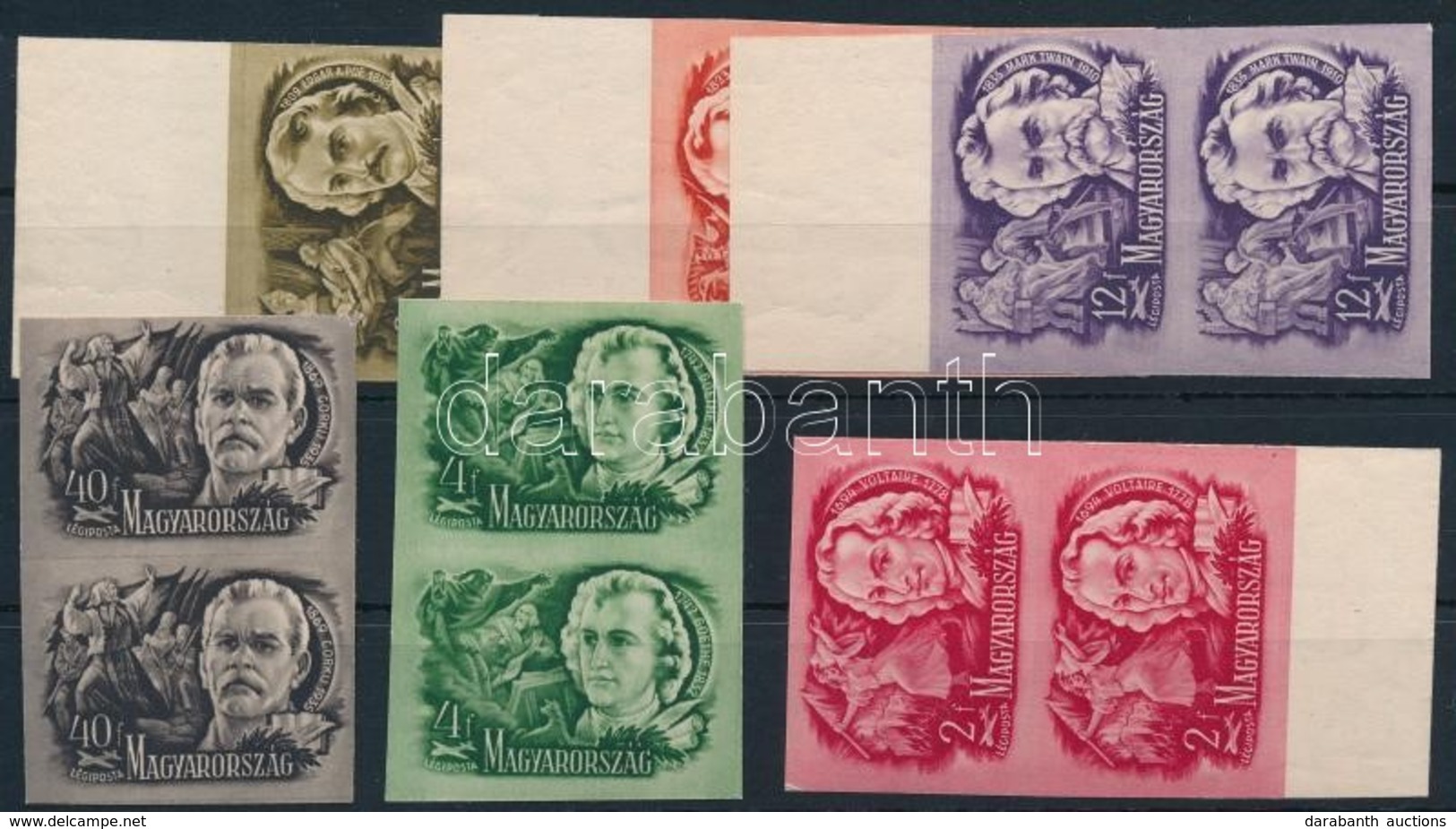 ** 1948 Költők-írók Vágott Sor Párokban (40.000) / Mi 1023-1032 Imperforate Pairs - Autres & Non Classés