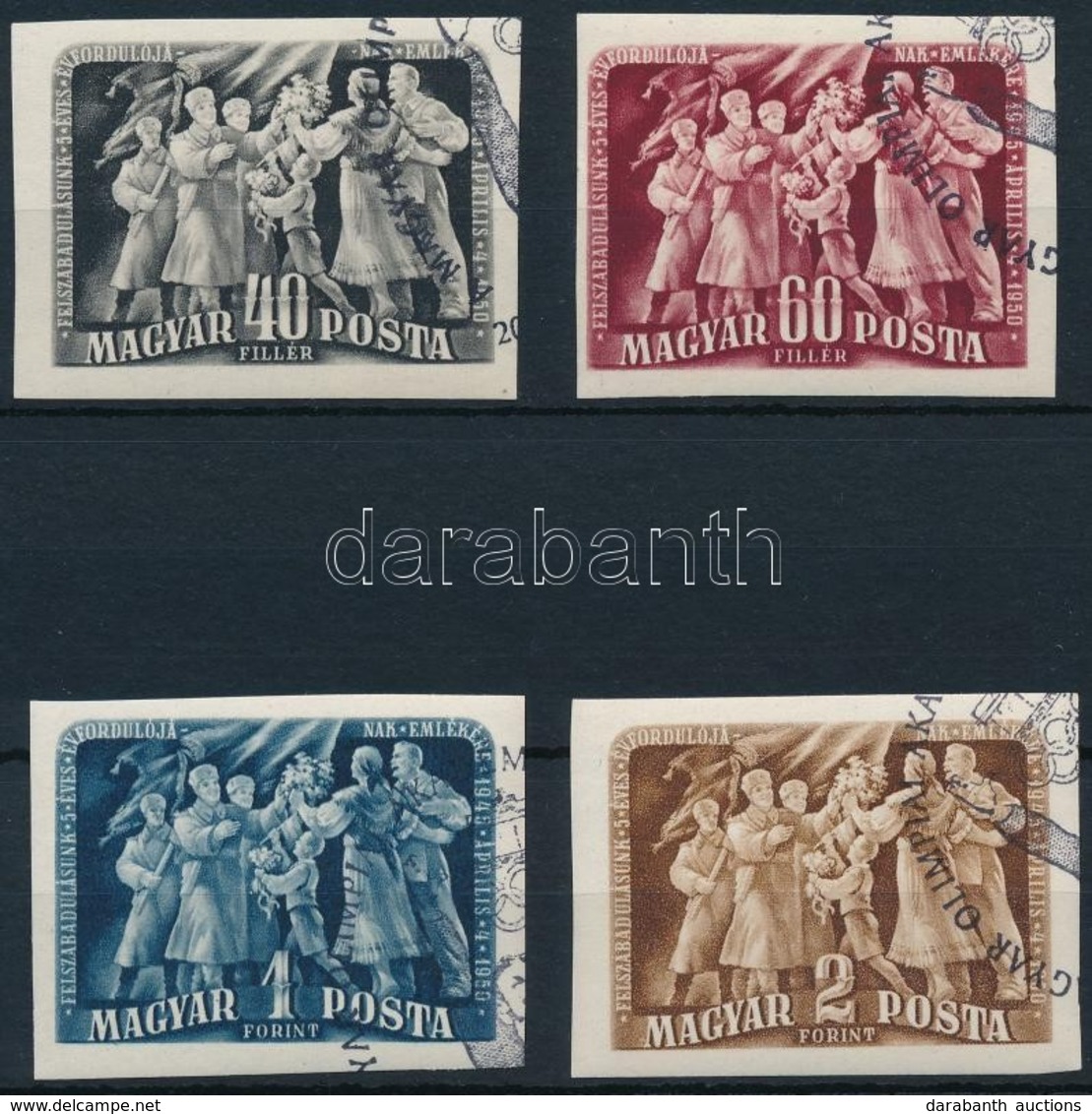 O 1950 Felszabadulás Vágott Sor (16.000) / Mi 1088-1091 Imperforate Set - Autres & Non Classés