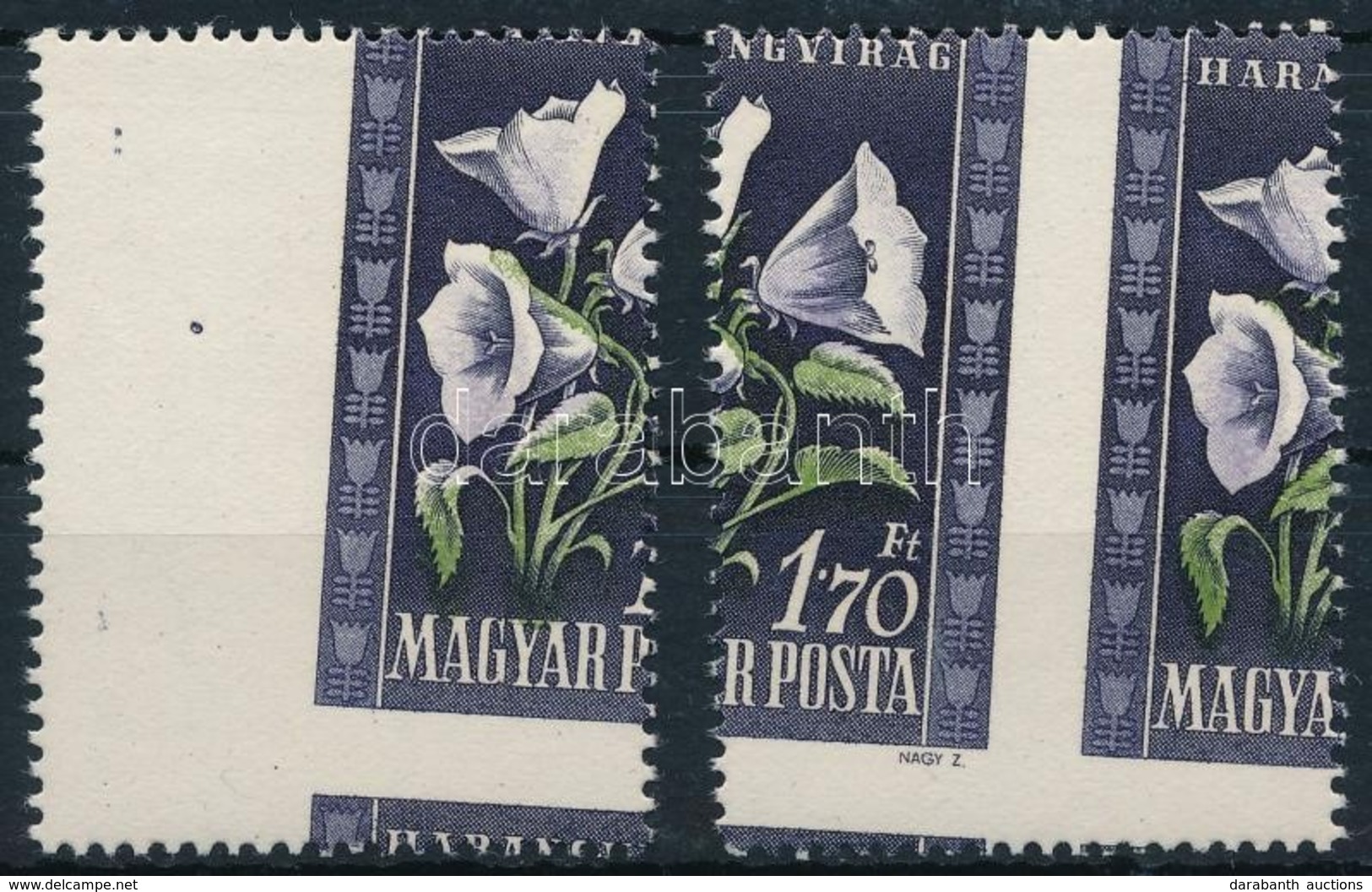 ** 1950 2 Db Virág I. 1,70Ft Látványosan Elfogazva / 2 X Mi 1116 With Strongly Shifted Perforation - Autres & Non Classés