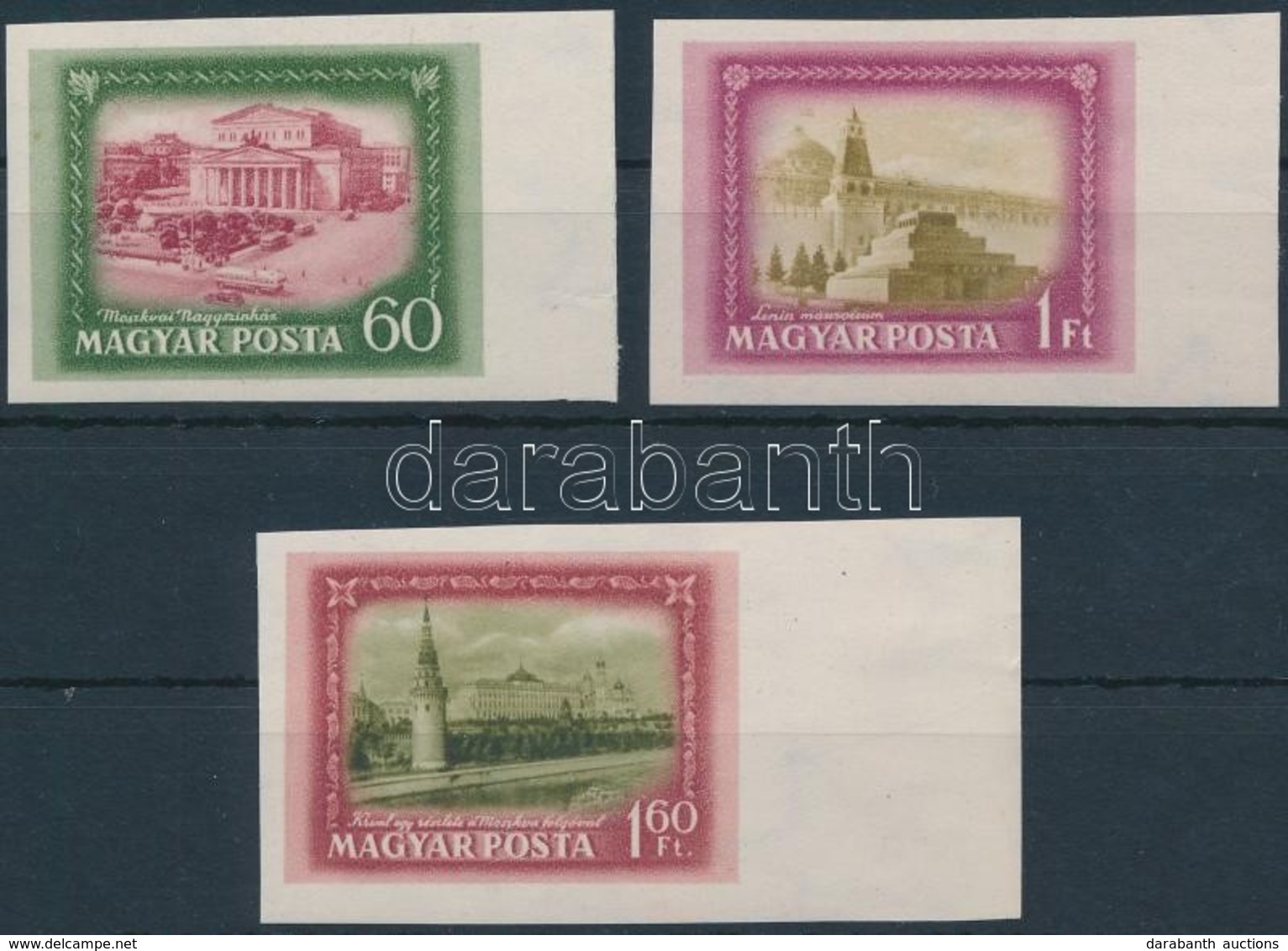 ** 1952 Moszkva ívszéli Vágott Sor (8.000) / Mi 1218-1220 Imperforate Margin Set - Autres & Non Classés