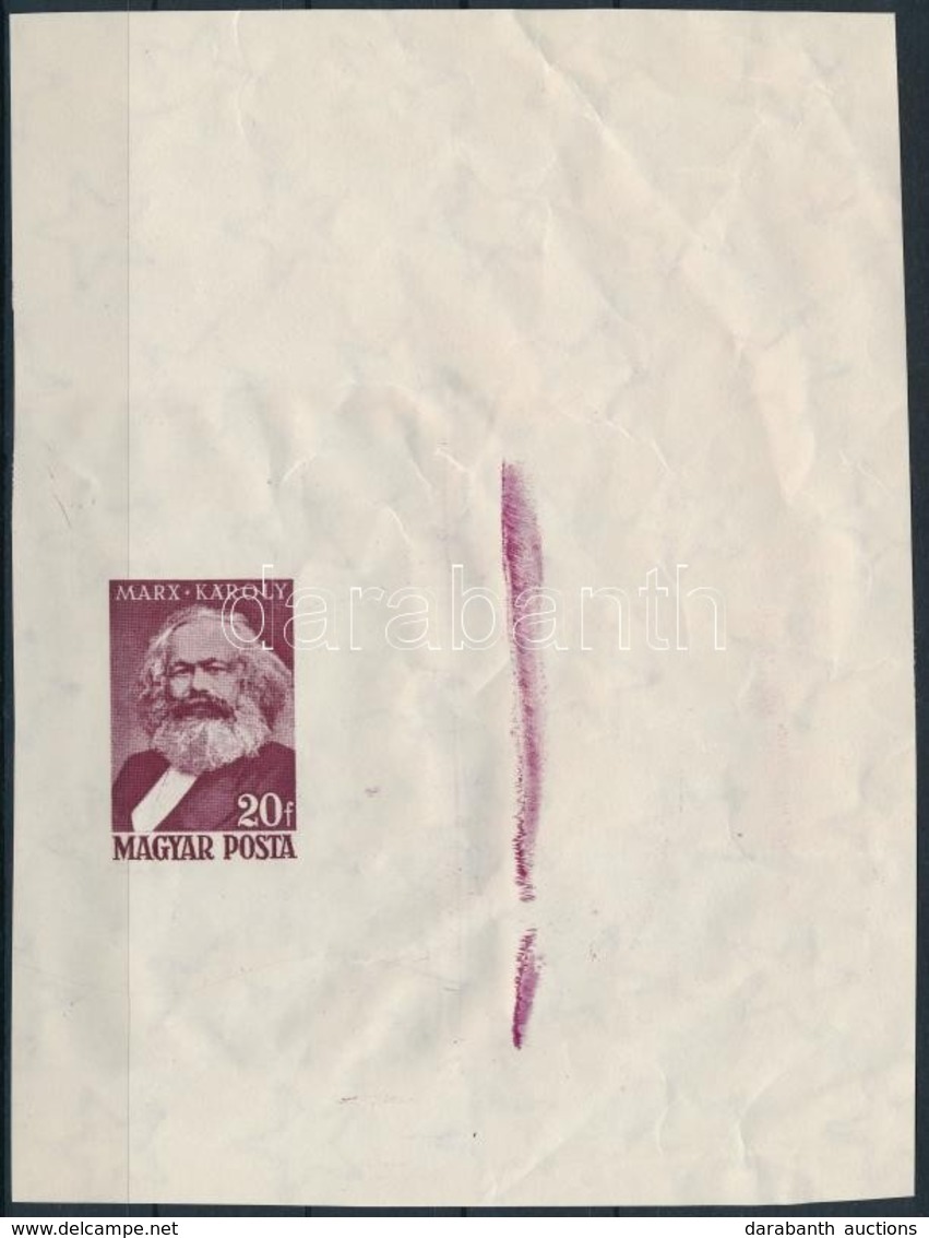 (*) 1953 Karl Marx 20f Vágott Próbanyomata Csillagvízjeles, Gumi Nélküli Papíron, Nagyon Ritka! / Mi 1305 20f Proof, RR! - Autres & Non Classés