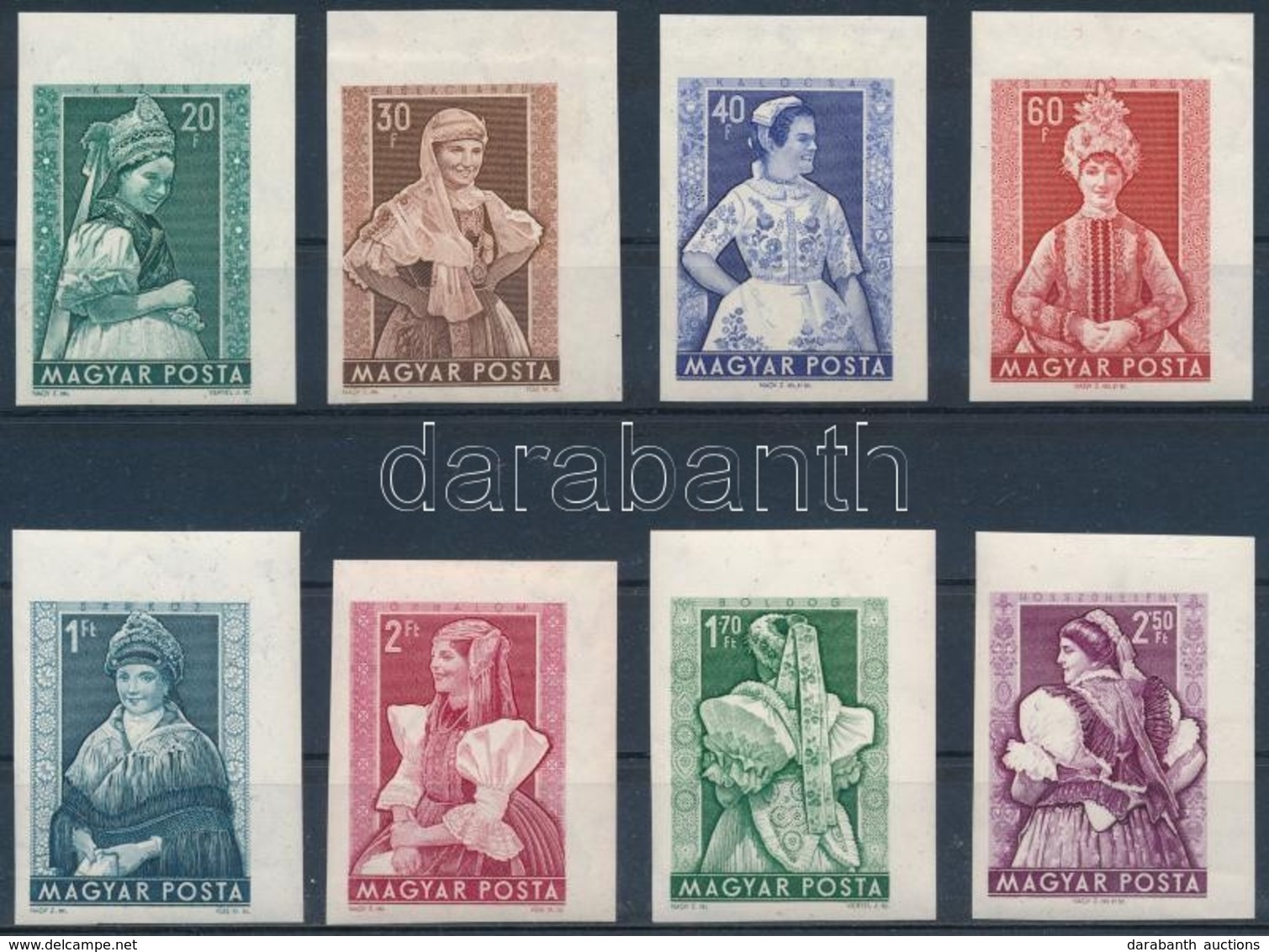 ** 1953 Népviseletek Vágott ívszéli/ívsarki Sor (25.000+) / Mi 1330-1337 Imperforate Set - Autres & Non Classés