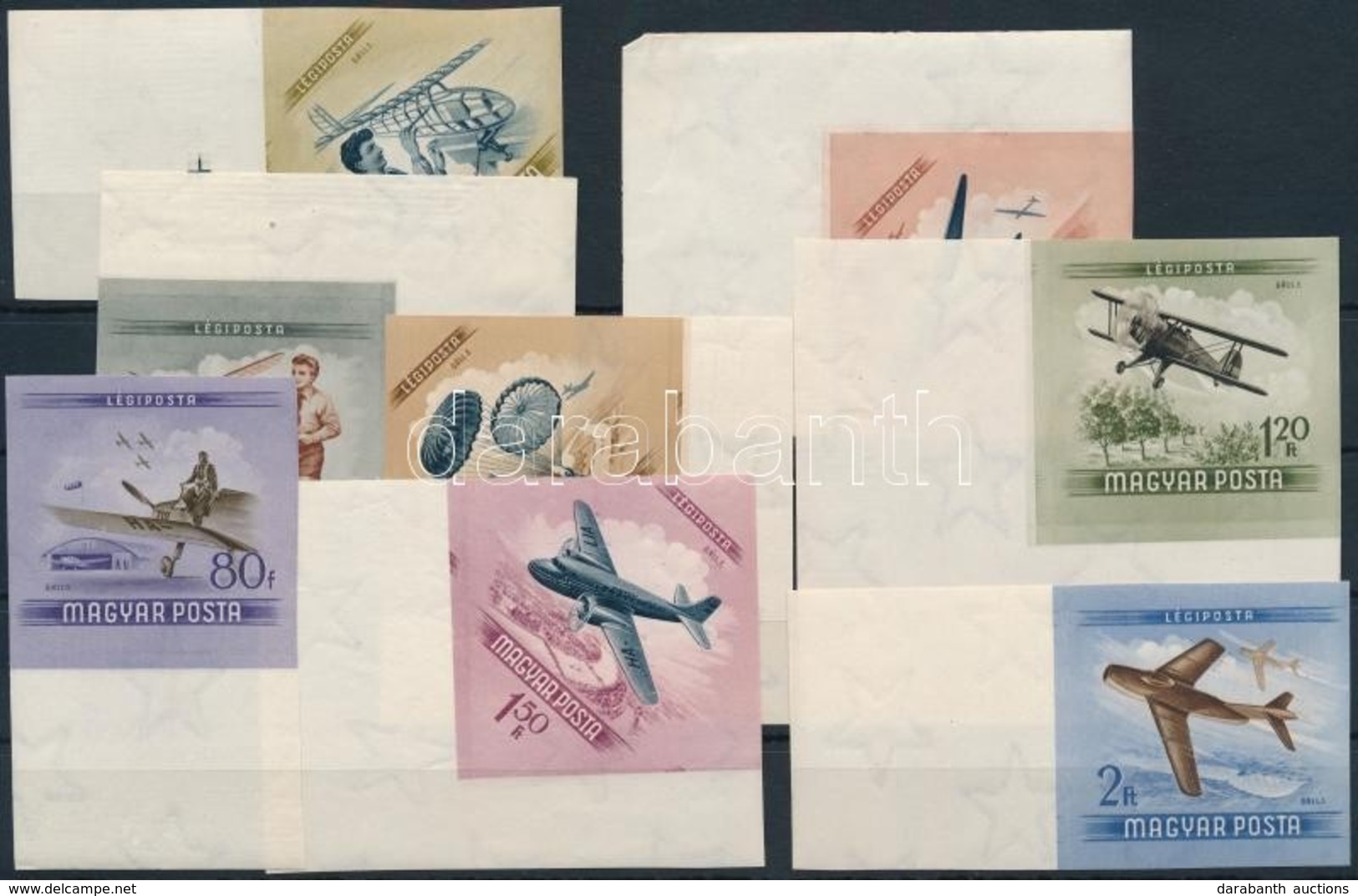 ** 1954 Repülőnap Vágott ívszéli Sor (12.000) / Mi 1376-1383 Imperforate Margin Set - Autres & Non Classés