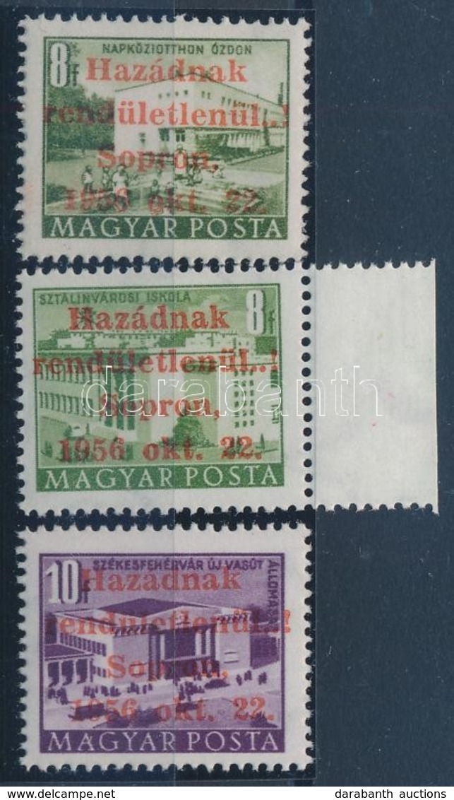 ** 1956 3 Db Soproni Bélyeg (130.000) / 3 Different Stamps - Sonstige & Ohne Zuordnung