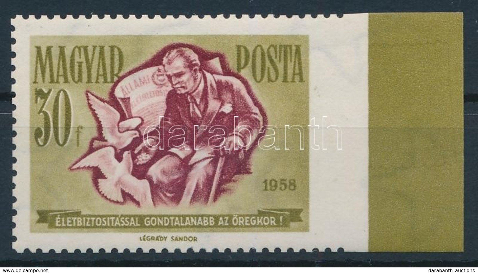 ** 1958 Takarékosság és Biztosítás 30f Jobb Oldalon Fogazatlan, RR! / Mi 1514 Imperforate On The Right Side, RR! - Autres & Non Classés