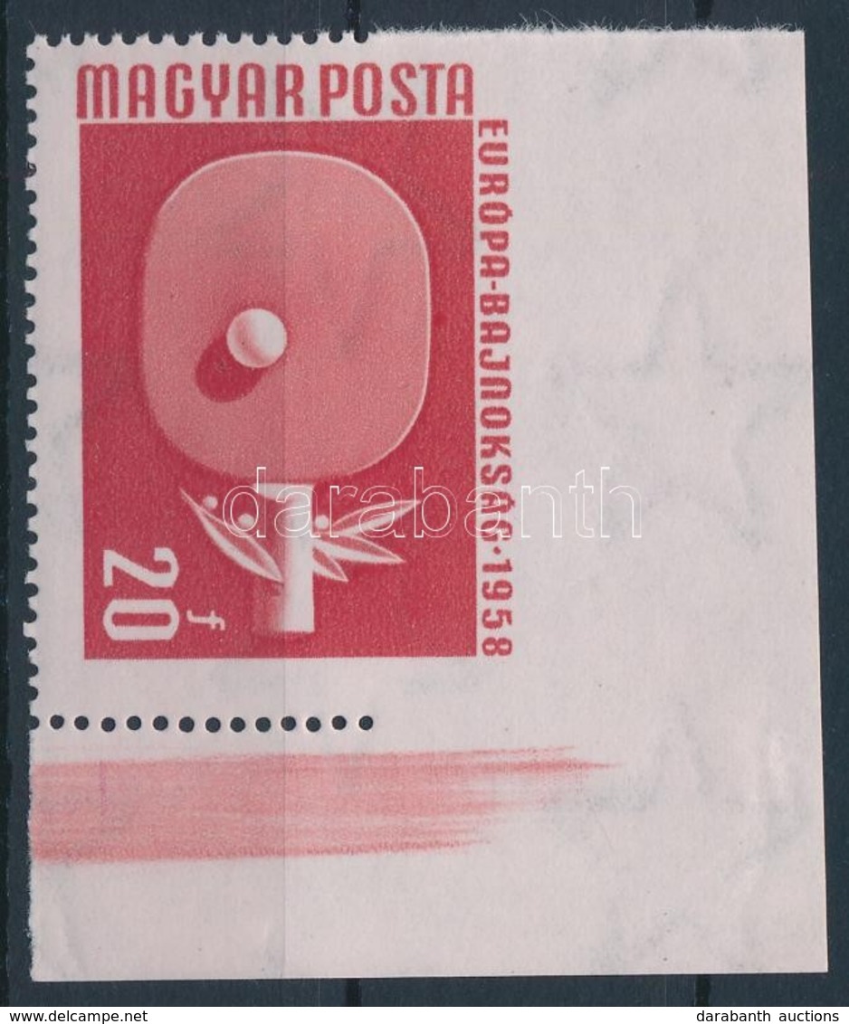 ** 1958 Sport 20f ívsarki, Felül Fogazatlan / Mi 1542 Corner Stamp, Imperforate On Above - Sonstige & Ohne Zuordnung