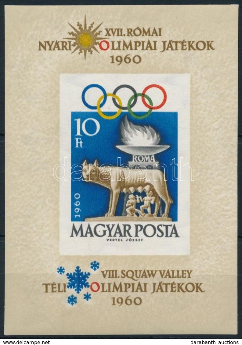 ** 1960 Olimpia I. Vágott Blokk (10.000) / Mi 30 Imperforate Block - Other & Unclassified