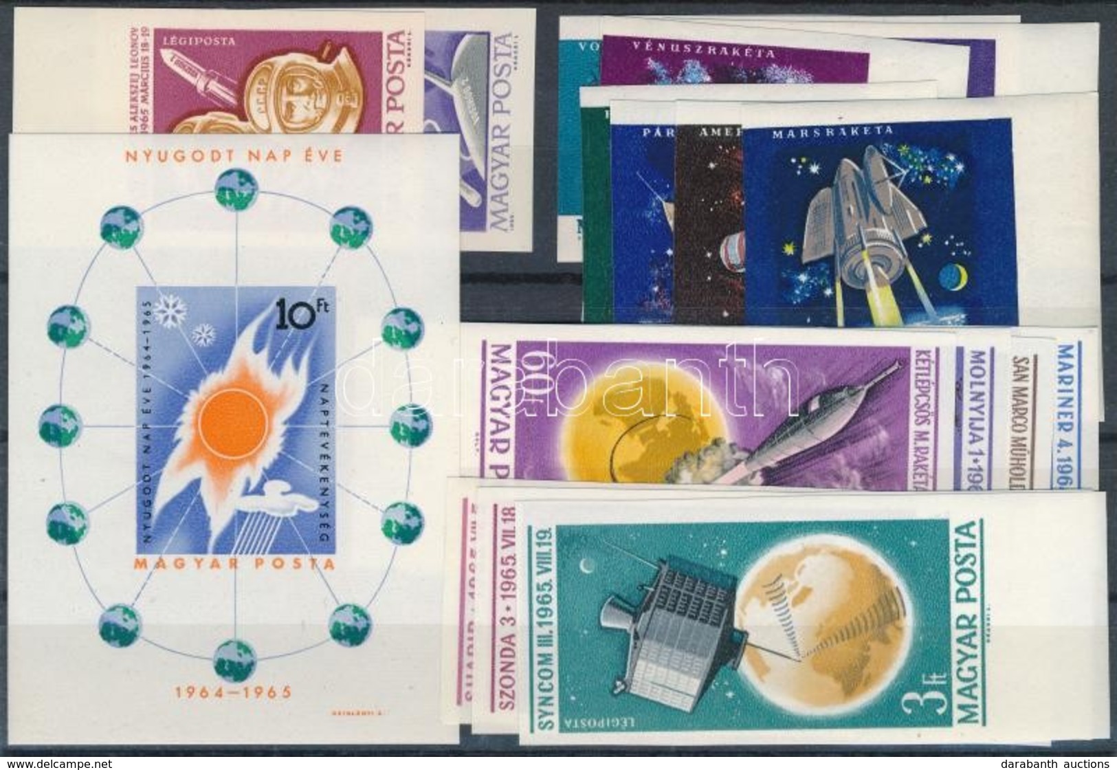 ** 1964-1965 3 Klf Vágott ívszéli Sor és 1 Blokk (16.500) / 3 Different Imperforate Margin Set + 1 Block - Other & Unclassified