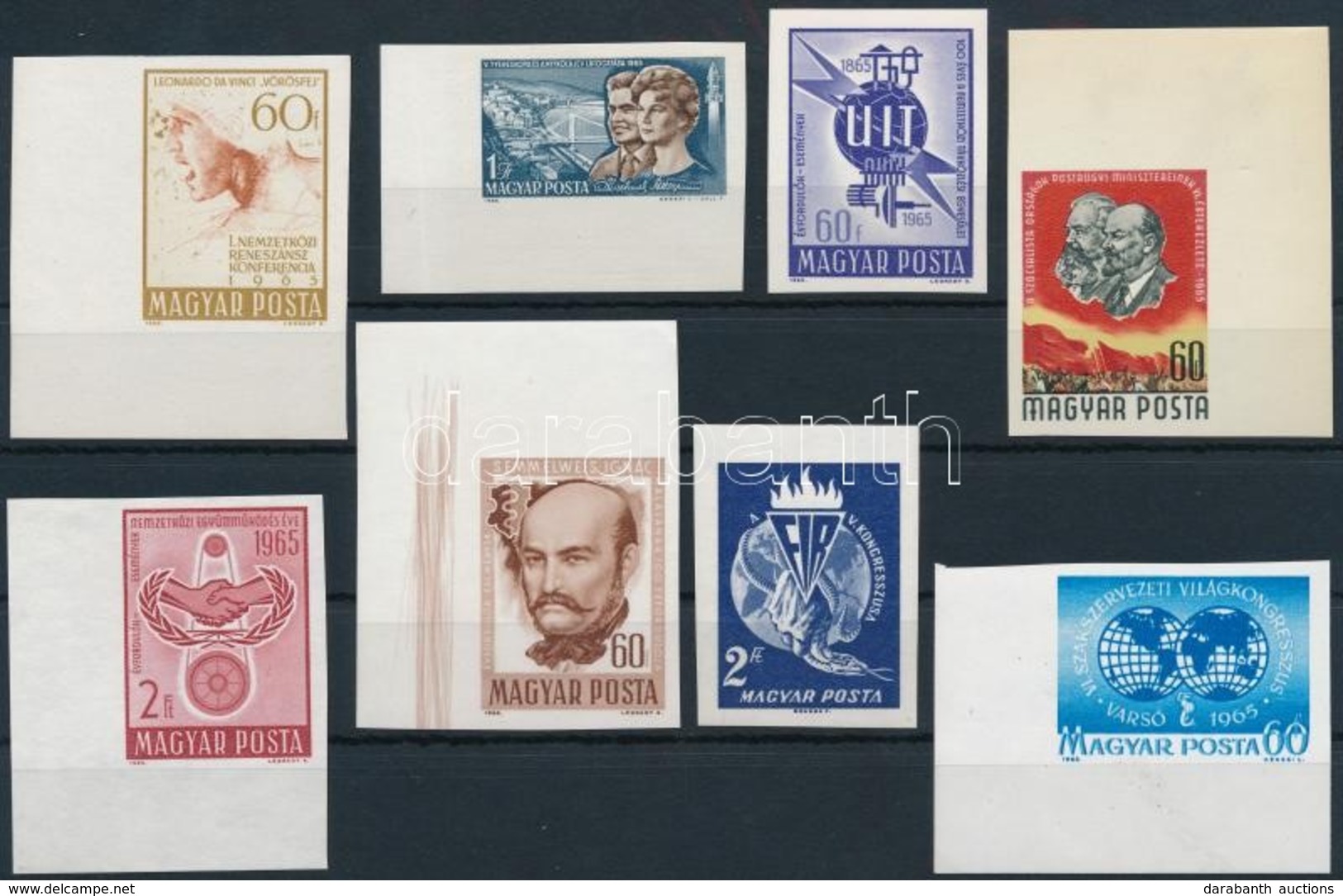 ** 1965 Évfordulók Vágott Sor, 6 Bélyeg ívsarki / 8 Different Imperforate Stamps - Other & Unclassified