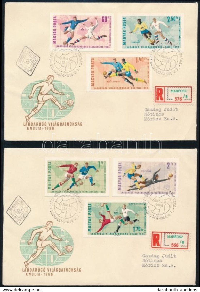 1966 Labdarúgó VB Vágott Sor 3 FDC-n / Mi 2242-2250 Imperforate Set On 3 FDC's - Other & Unclassified