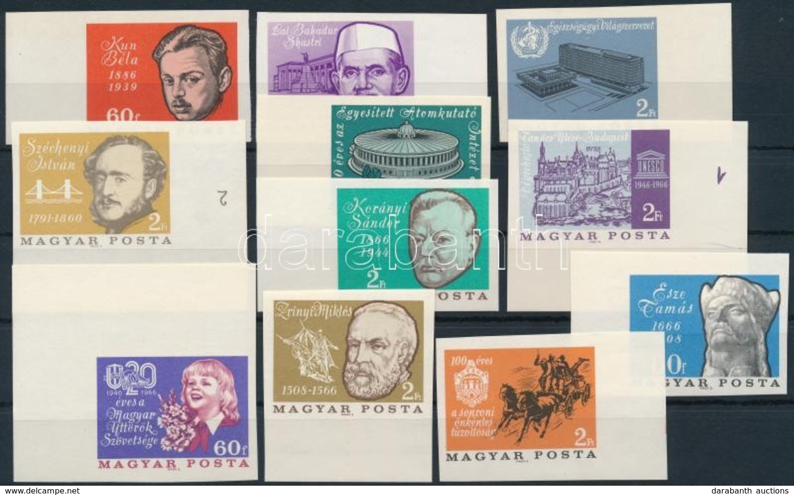 ** 1966 Évfordulók ívszéli Vágott Sor (16.500) / 11 Different Imperforate Stamps - Other & Unclassified