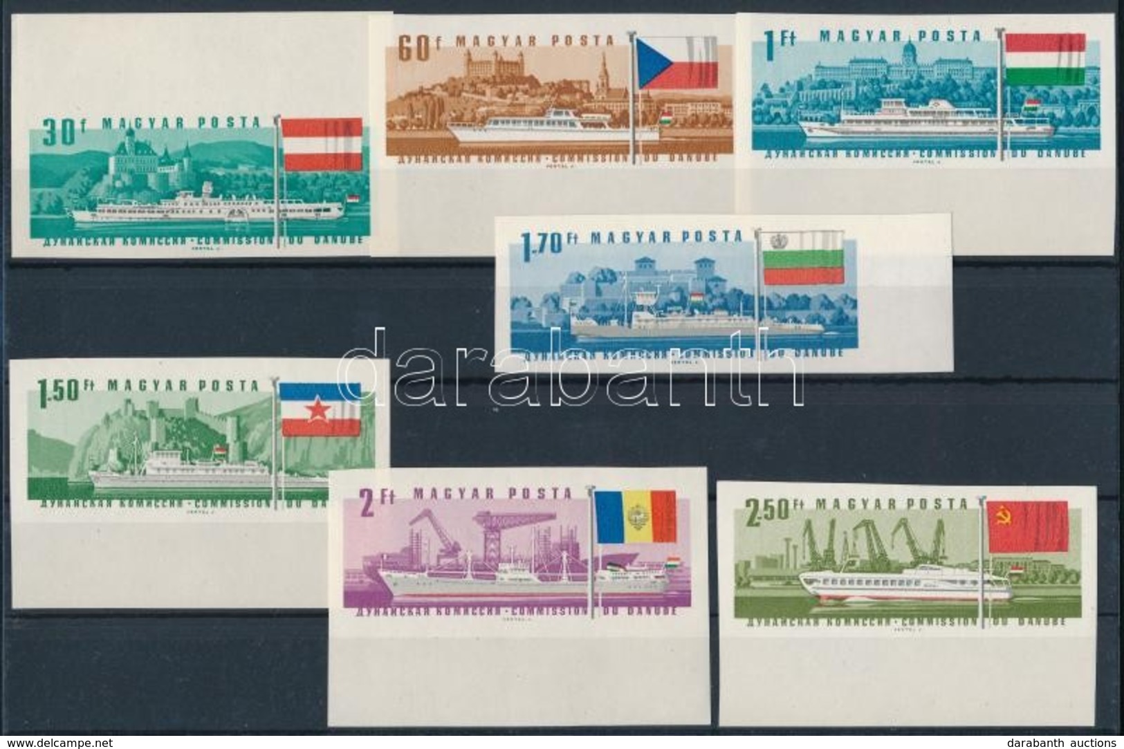 ** 1967 Duna-bizottság ívszéli Vágott Sor (35.000) / Mi 2323-2329 Imperforate Margin Set (ujjlenyomatok / Finger Prints) - Other & Unclassified