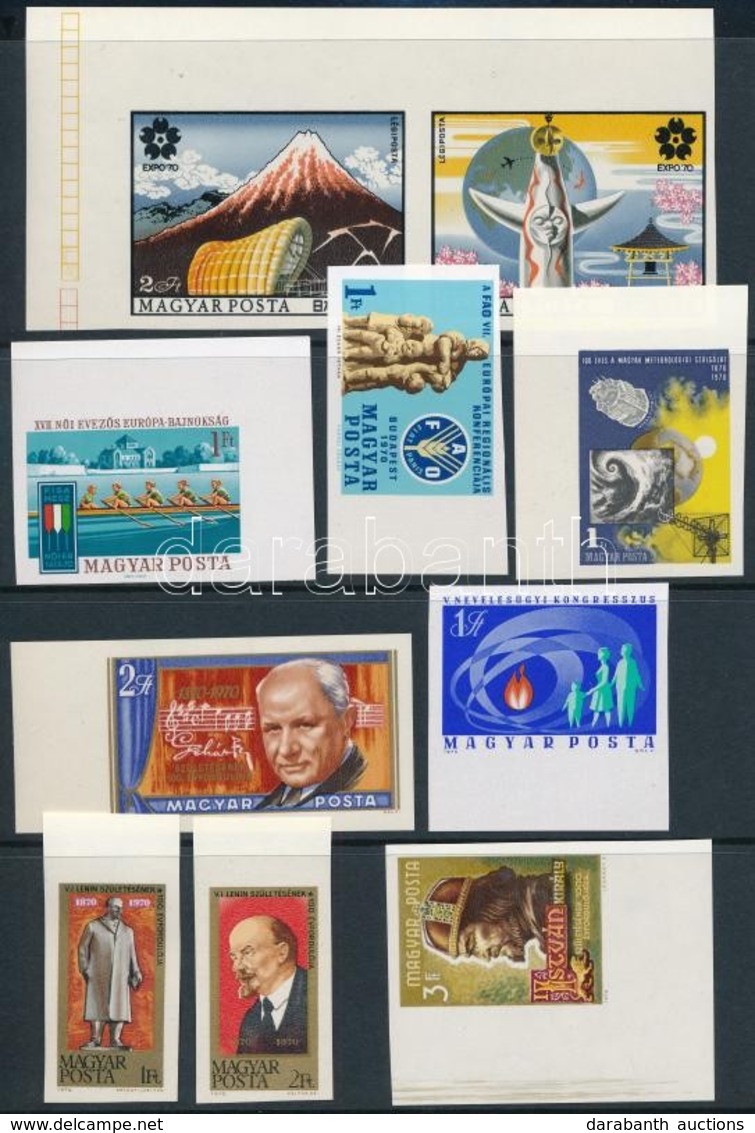 ** 1970 9 Klf ívszéli/ívsarki Vágott Bélyeg (13.500) / 9 Different Imperforate Stamps - Sonstige & Ohne Zuordnung