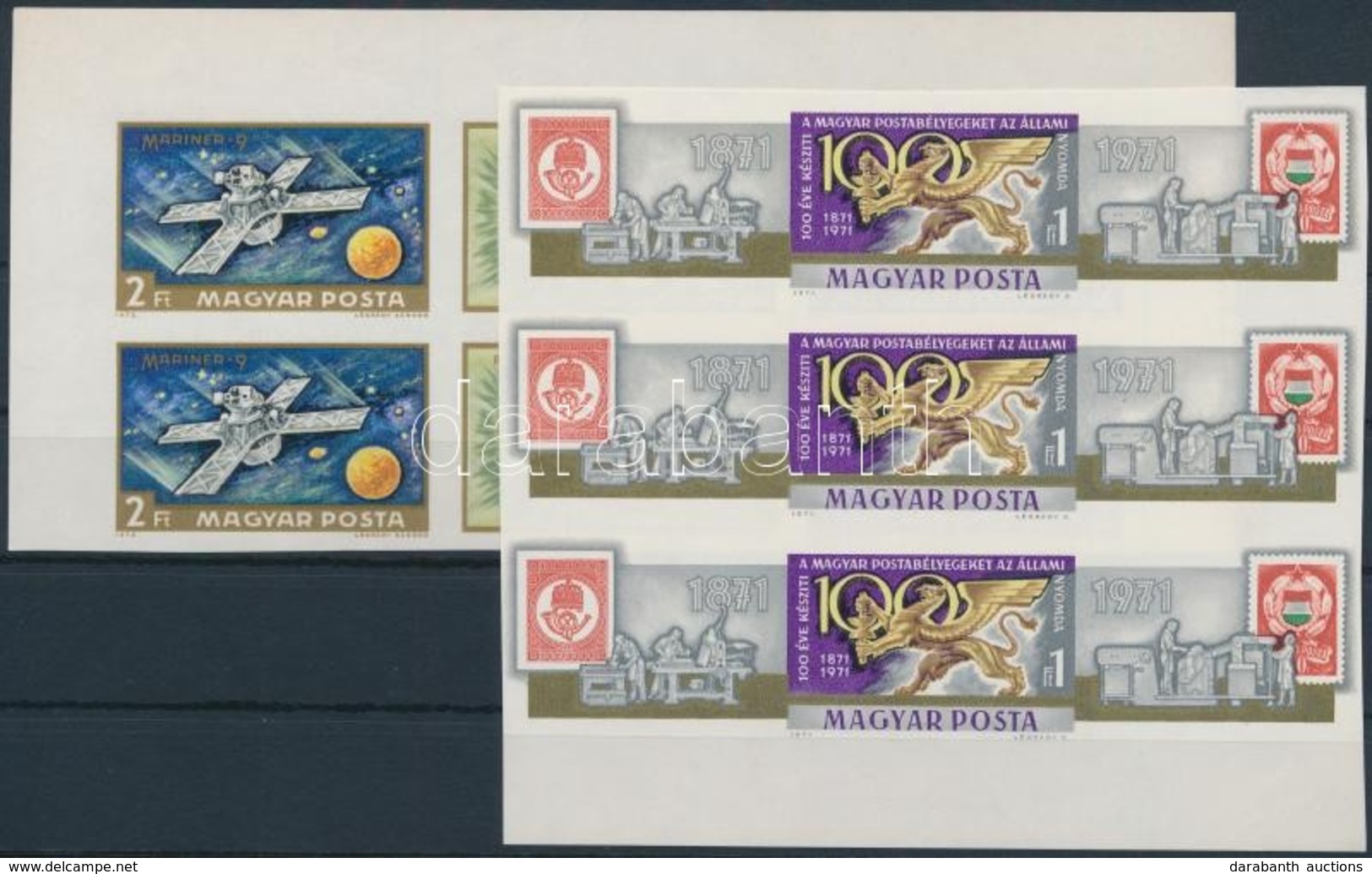 ** 1971-1972 Állami Nyomda Vágott 3-as Csík és Mars Vágott 2-es Csík (11.000) / Mi 3 X 2692 + 2 X 2739-2740 Imperforate  - Autres & Non Classés