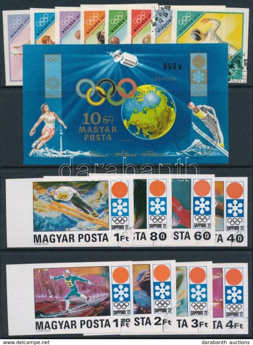 O 1971-1972 2 Klf Olimpia Vágott Sor és 1 Blokk / 2 Different Imperforate Sets And 1 Block - Andere & Zonder Classificatie