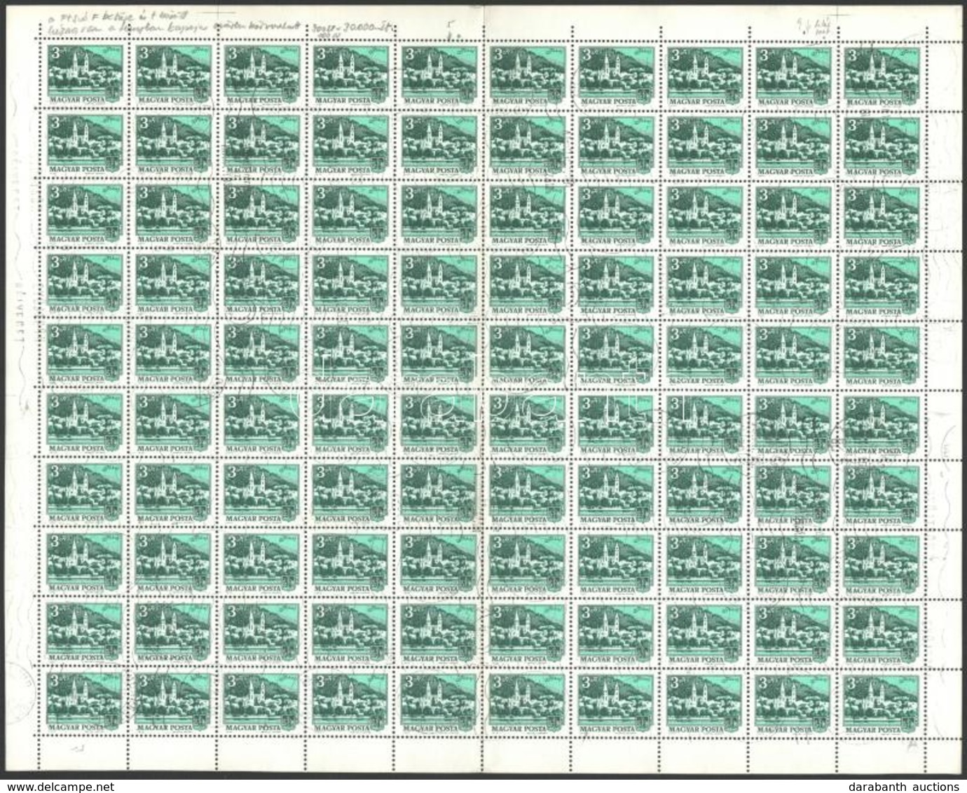 O 1973Tájak-városok 3Ft Hajtott Teljes ív Tévnyomattal / Mi 2874 Folded Complete Sheet With Plate Variety - Sonstige & Ohne Zuordnung