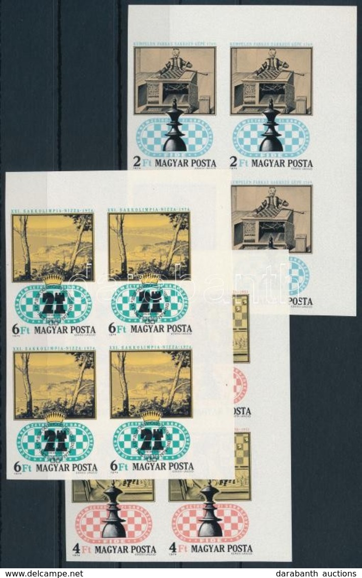 ** 1974 Sakk II. Vágott Sor ívsarki Négyestömbökben, RR! / Mi 2957-2963 Imperforate Set In Corner Blocks Of 4 (1,20Ft, 6 - Andere & Zonder Classificatie