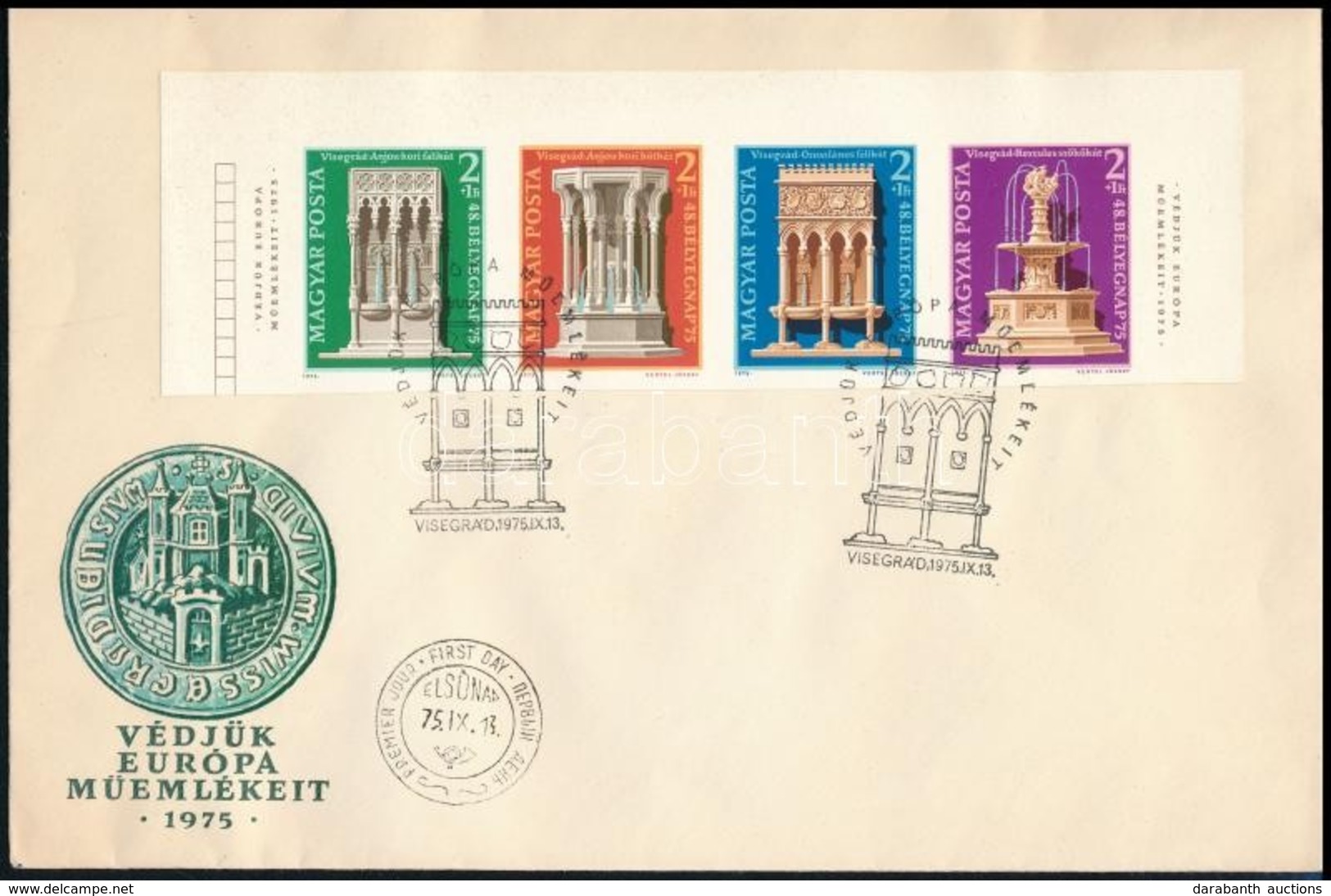 ** 1975 Bélyegnap Vágott Négyescsík + FDC (44.000) / Mi 3060-3063 Imperforate Stripe Of 4 + FDC - Autres & Non Classés